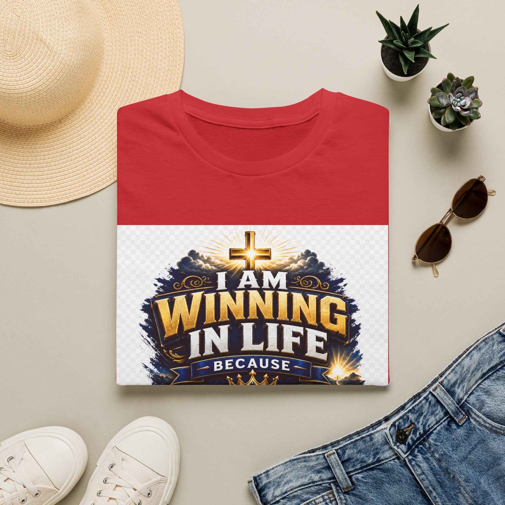 I Am Winning In Life Christian T-Shirt — "Jesus Is My Direction" Inspirational Faith Tee