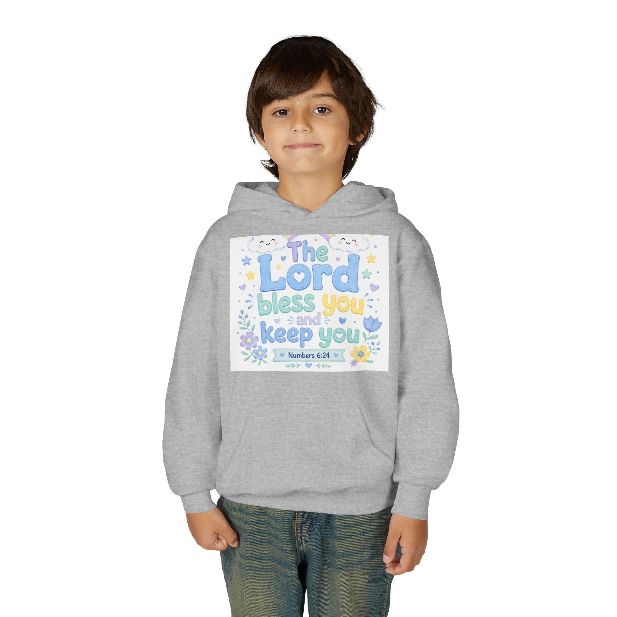 Youth Hoodie — "The Lord Bless You and Keep You" Scripture Sweatshirt (Numbers 6:24)