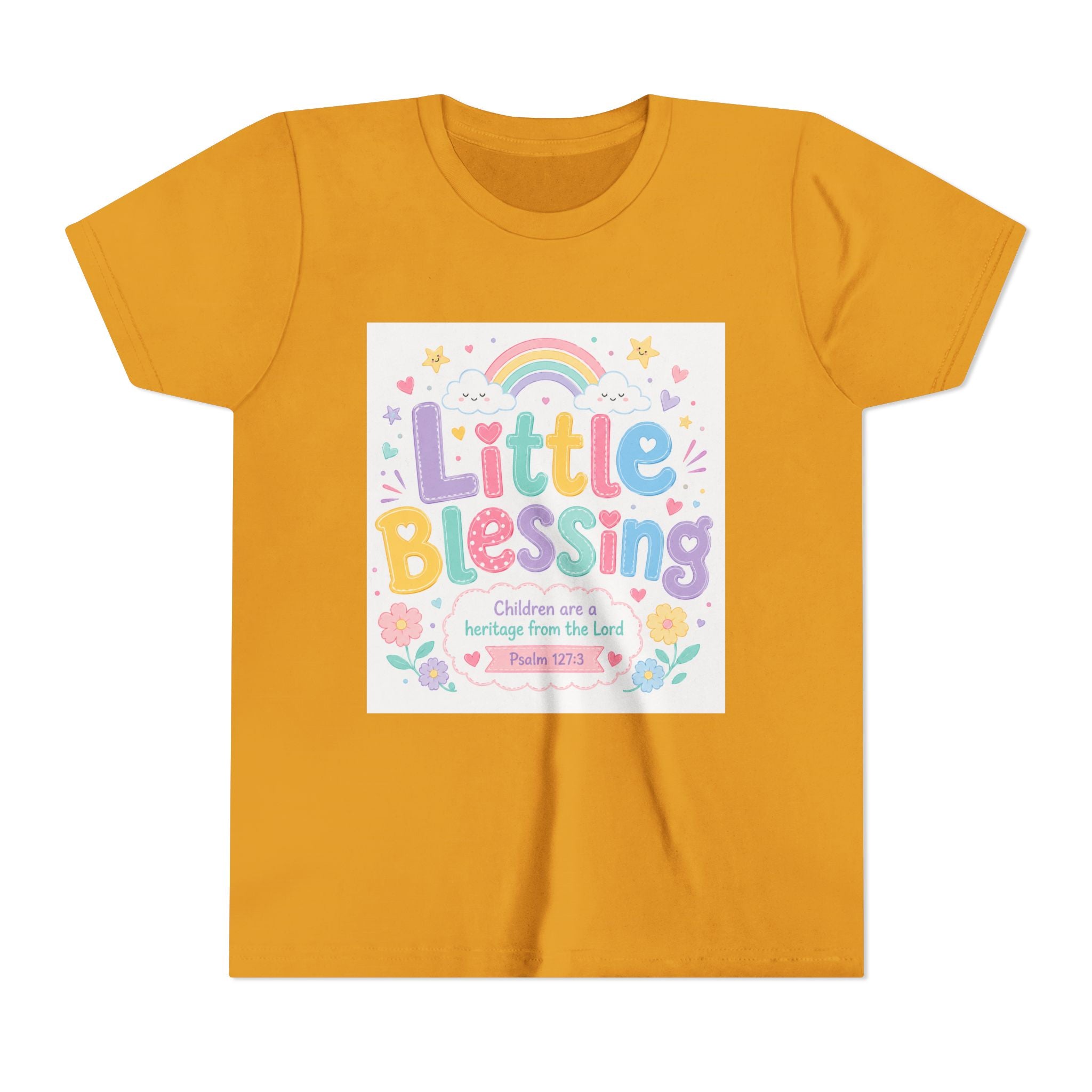 Youth Tee — “Little Blessing” Pastel Rainbow Kids T-Shirt