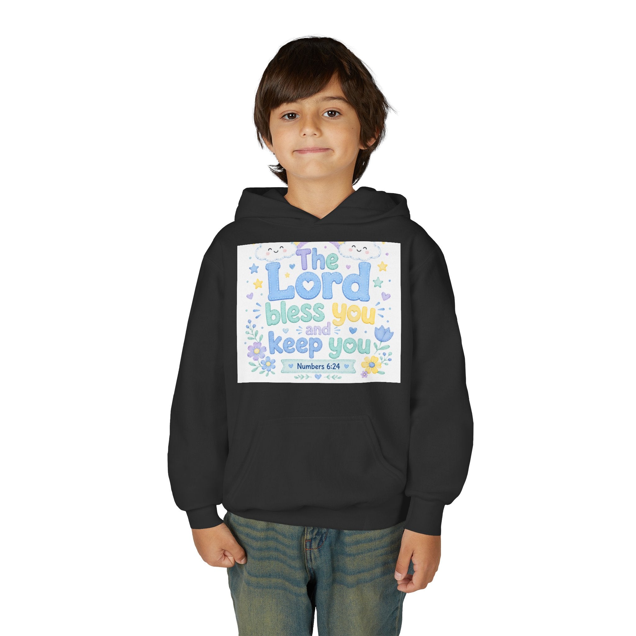 Youth Hoodie — "The Lord Bless You and Keep You" Scripture Sweatshirt (Numbers 6:24)