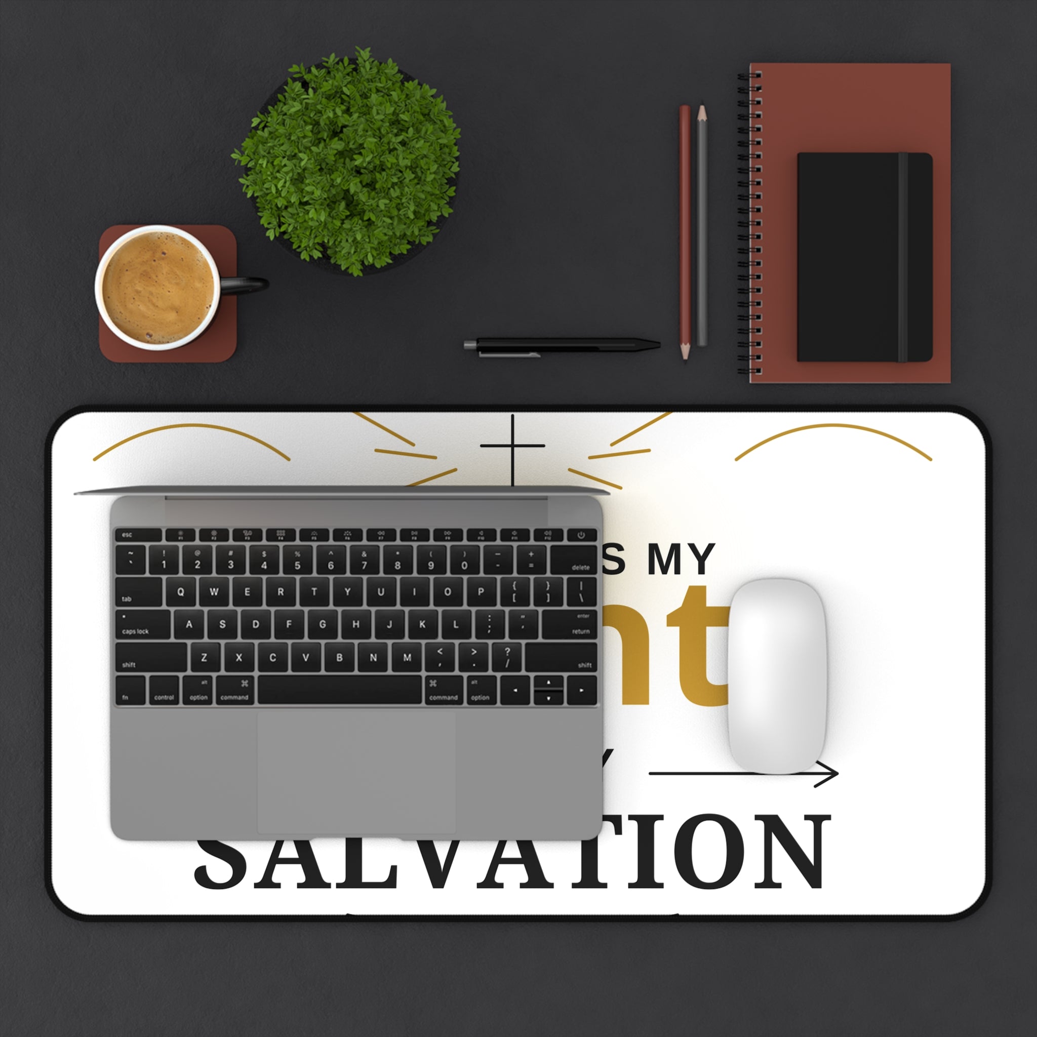Desk Mat — "The Lord Is My Light and My Salvation" Psalm 27:1 Christian Office Mat
