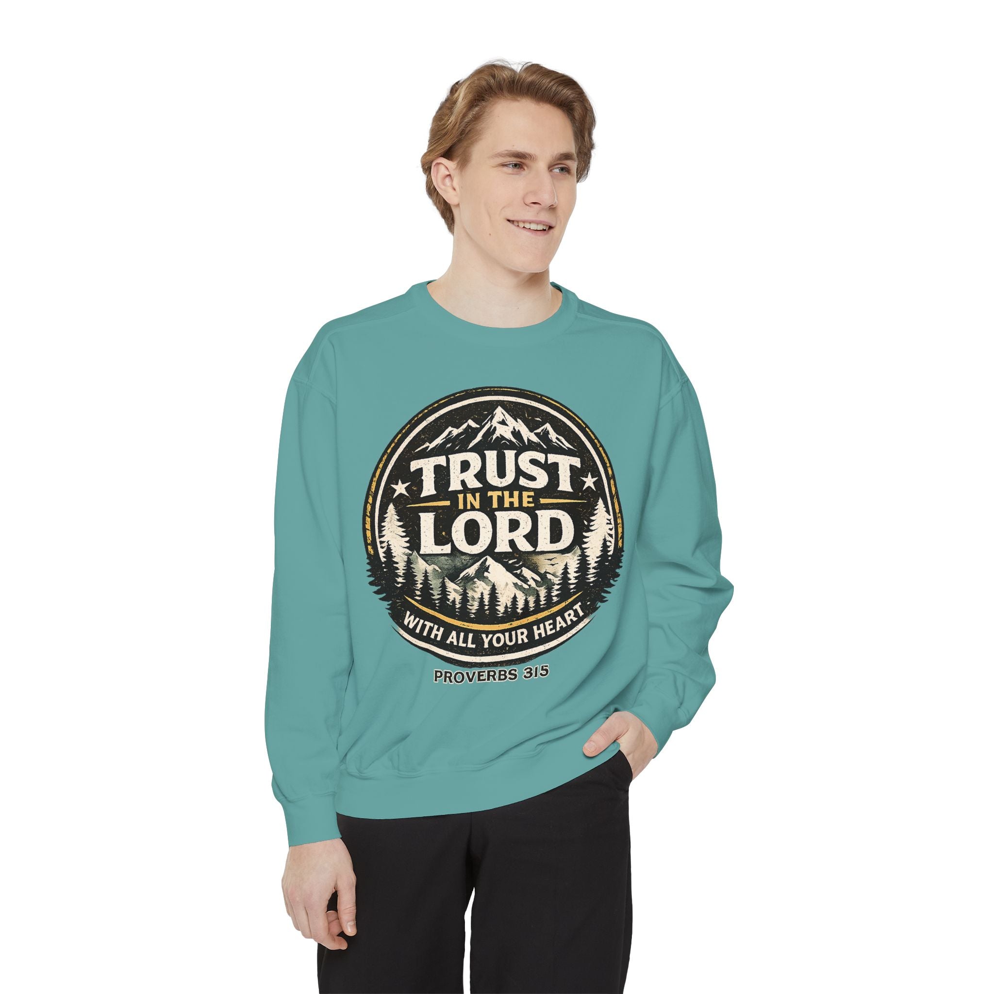Trust in the Lord Sweatshirt — Proverbs 3:5 Faith Graphic Crewneck