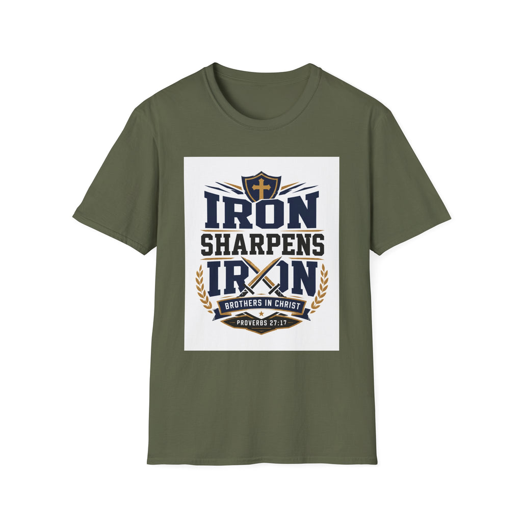 Iron Sharpens Iron T-Shirt — Christian Faith Shield Design