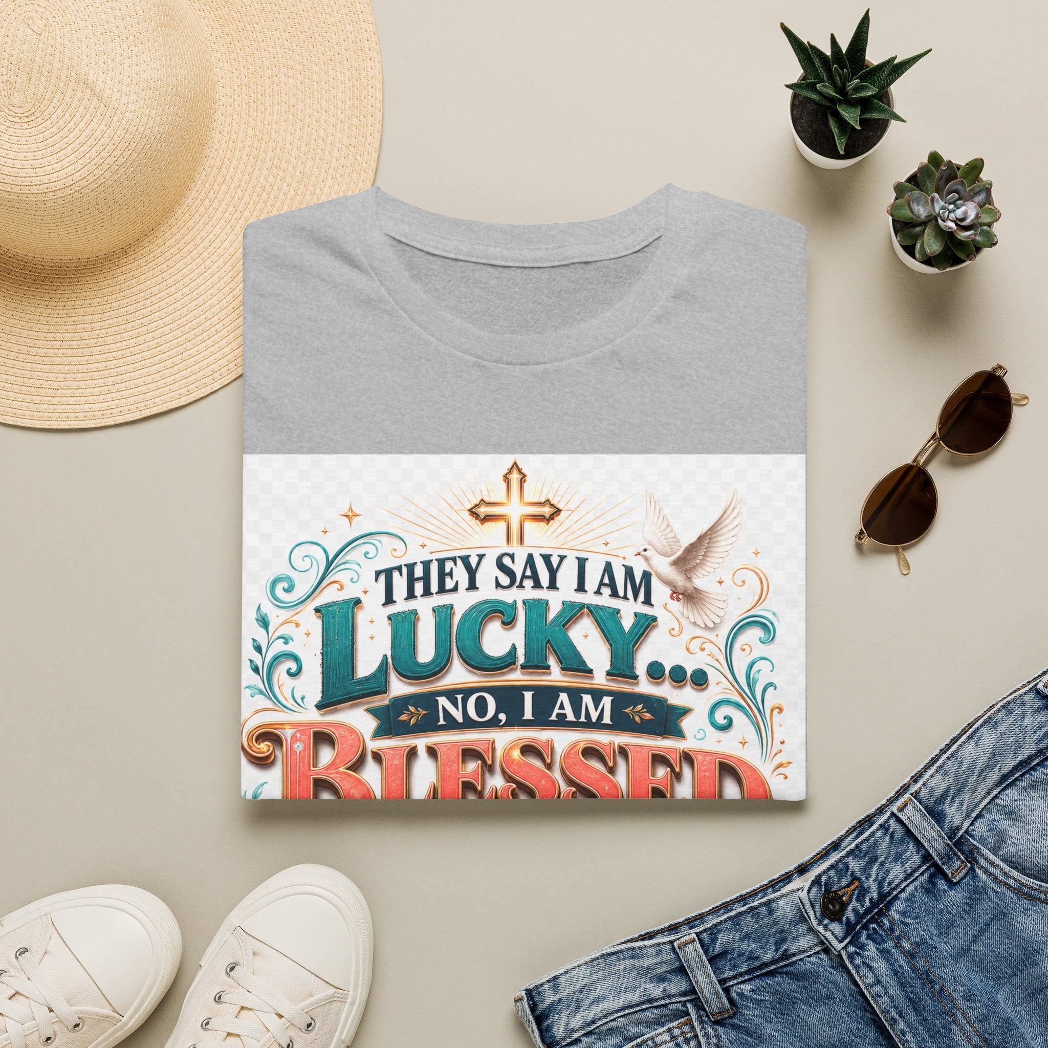 They Say I Am Lucky No, I Am Blessed T-Shirt — Christian Faith Tee