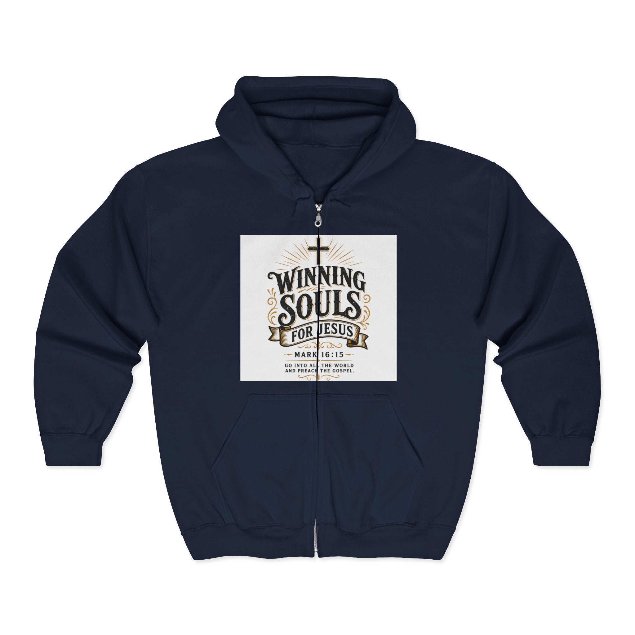 Christian Zip Hoodie — "Winning Souls for Jesus" Faith Ministry Sweatshirt