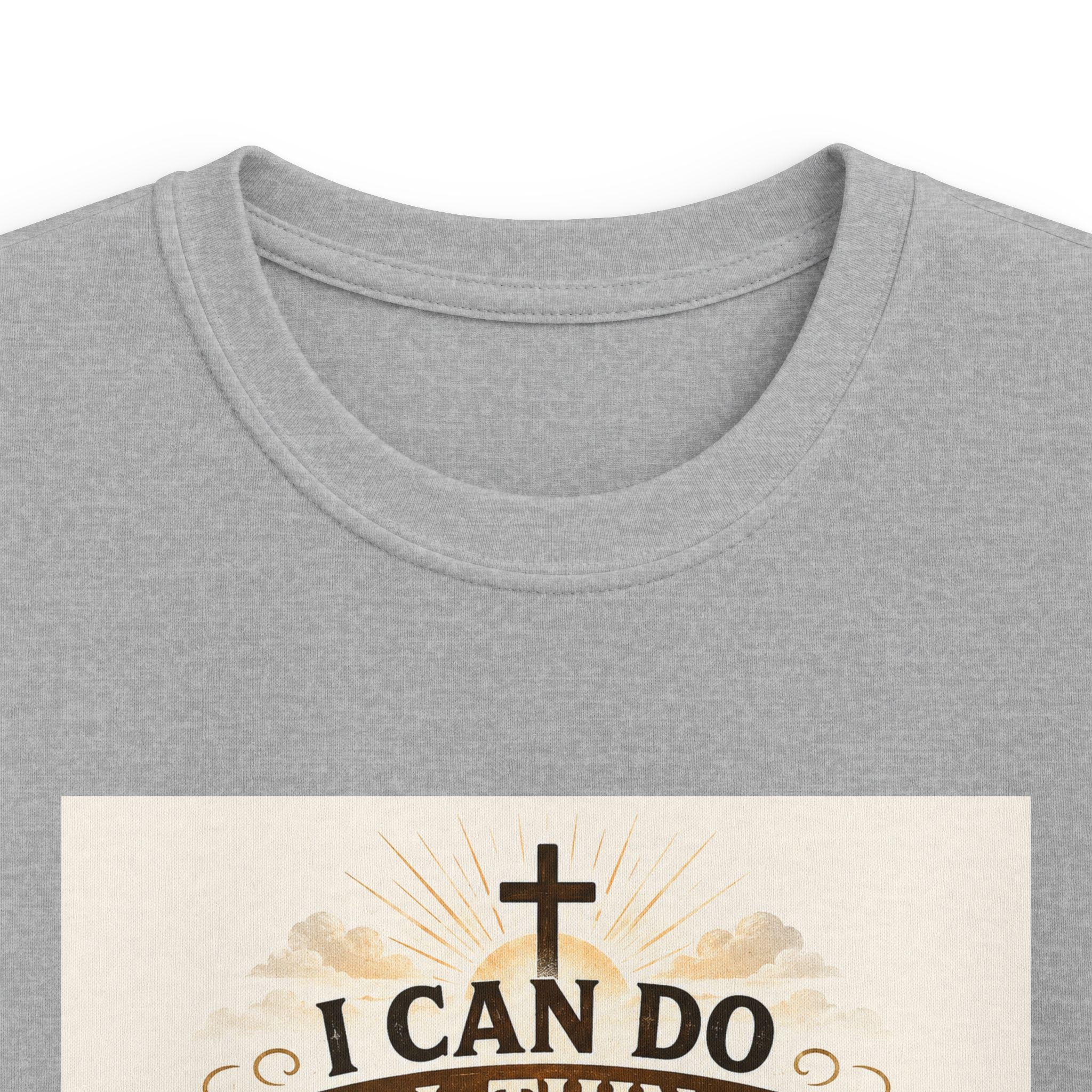 Kids Christian Tee — “I Can Do All Things Through Christ” Bible Verse Shirt