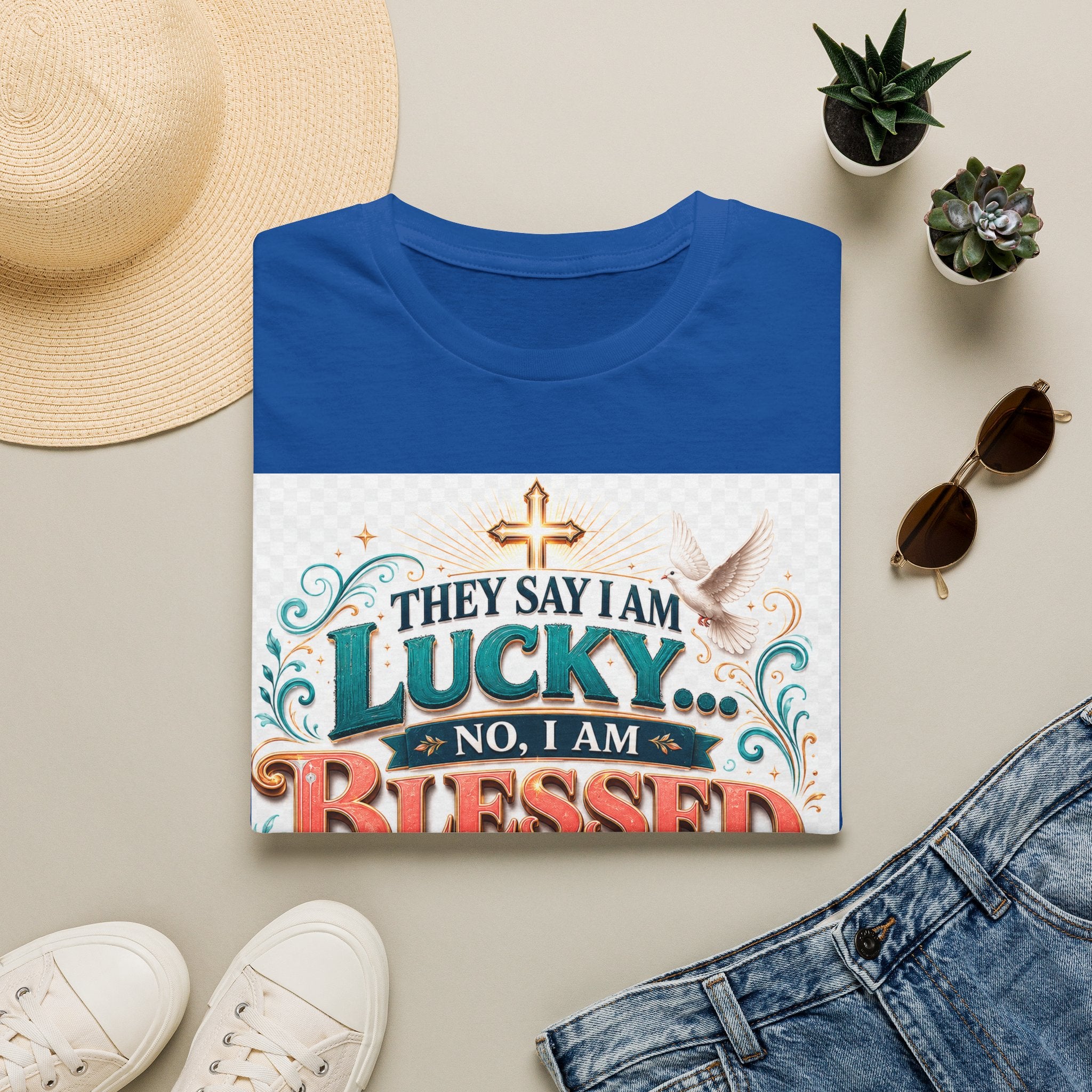 They Say I Am Lucky No, I Am Blessed T-Shirt — Christian Faith Tee