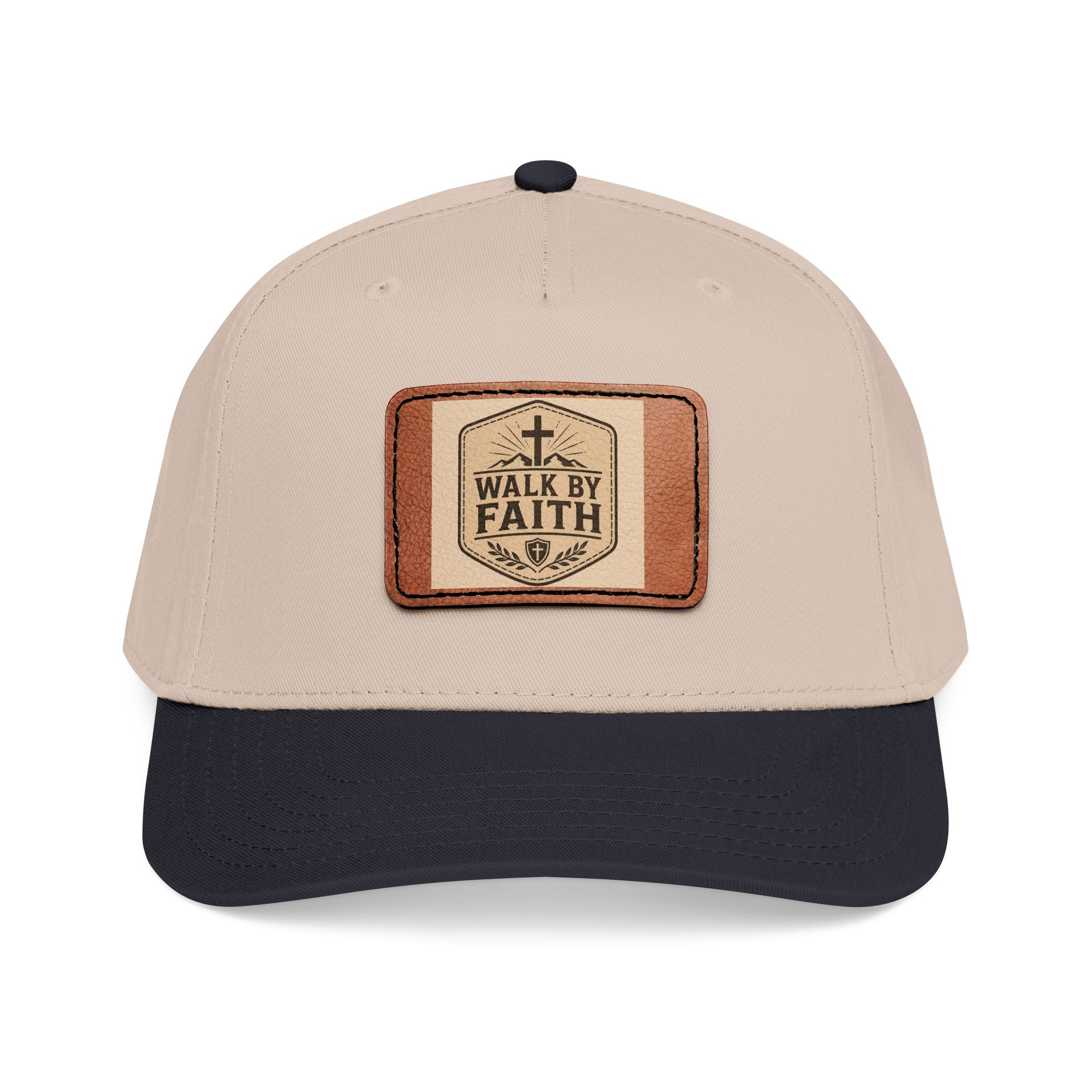 Mid Profile Baseball Cap with Leather Patch (Rectangle)