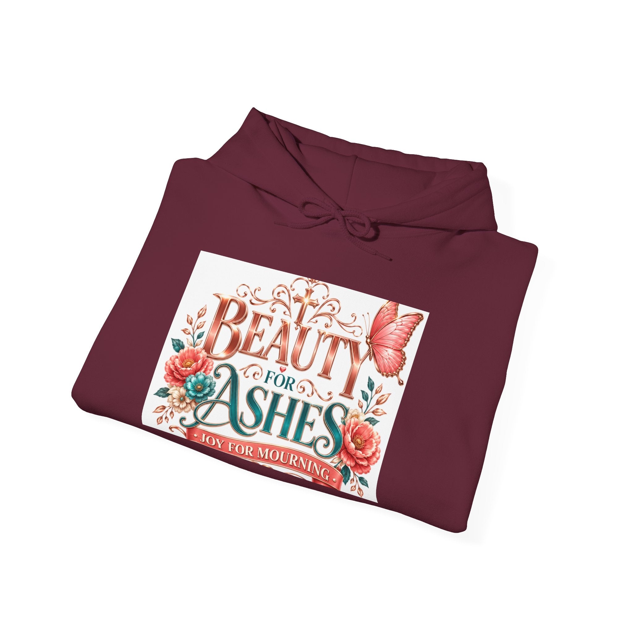 Beauty From Ashes Hoodie – Inspirational Floral Christian Sweatshirt