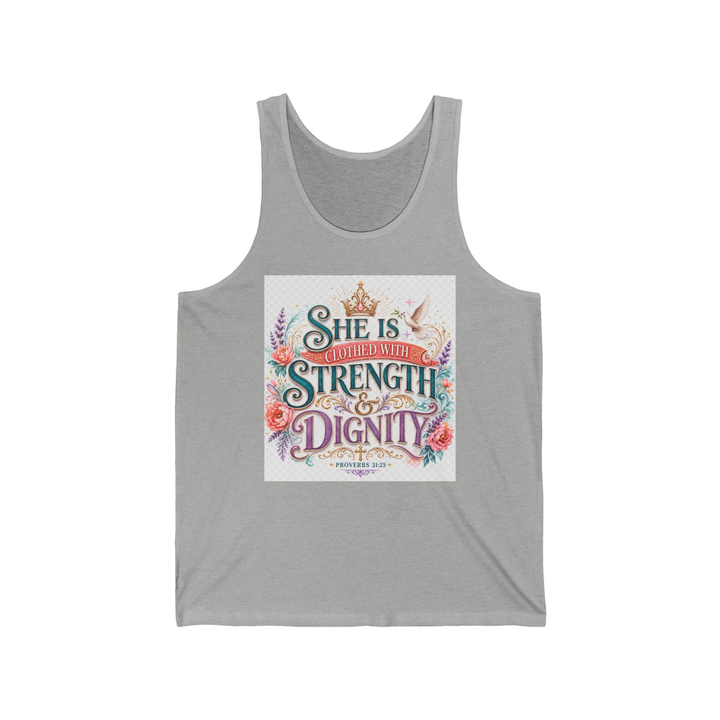 She Is Clothed With Strength & Dignity Tank — Inspirational Floral Women’s Tank Top
