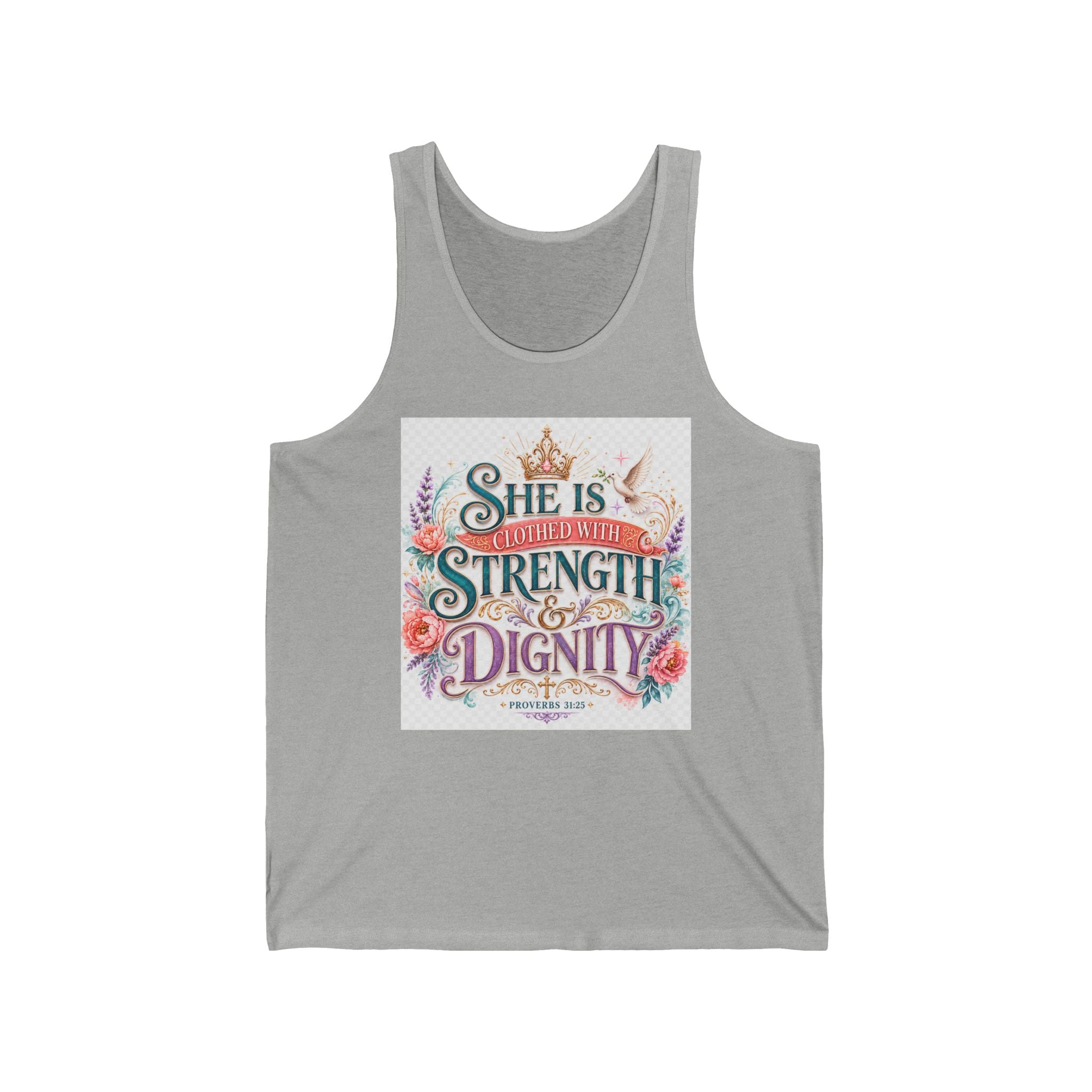 She Is Clothed With Strength & Dignity Tank — Inspirational Floral Women’s Tank Top