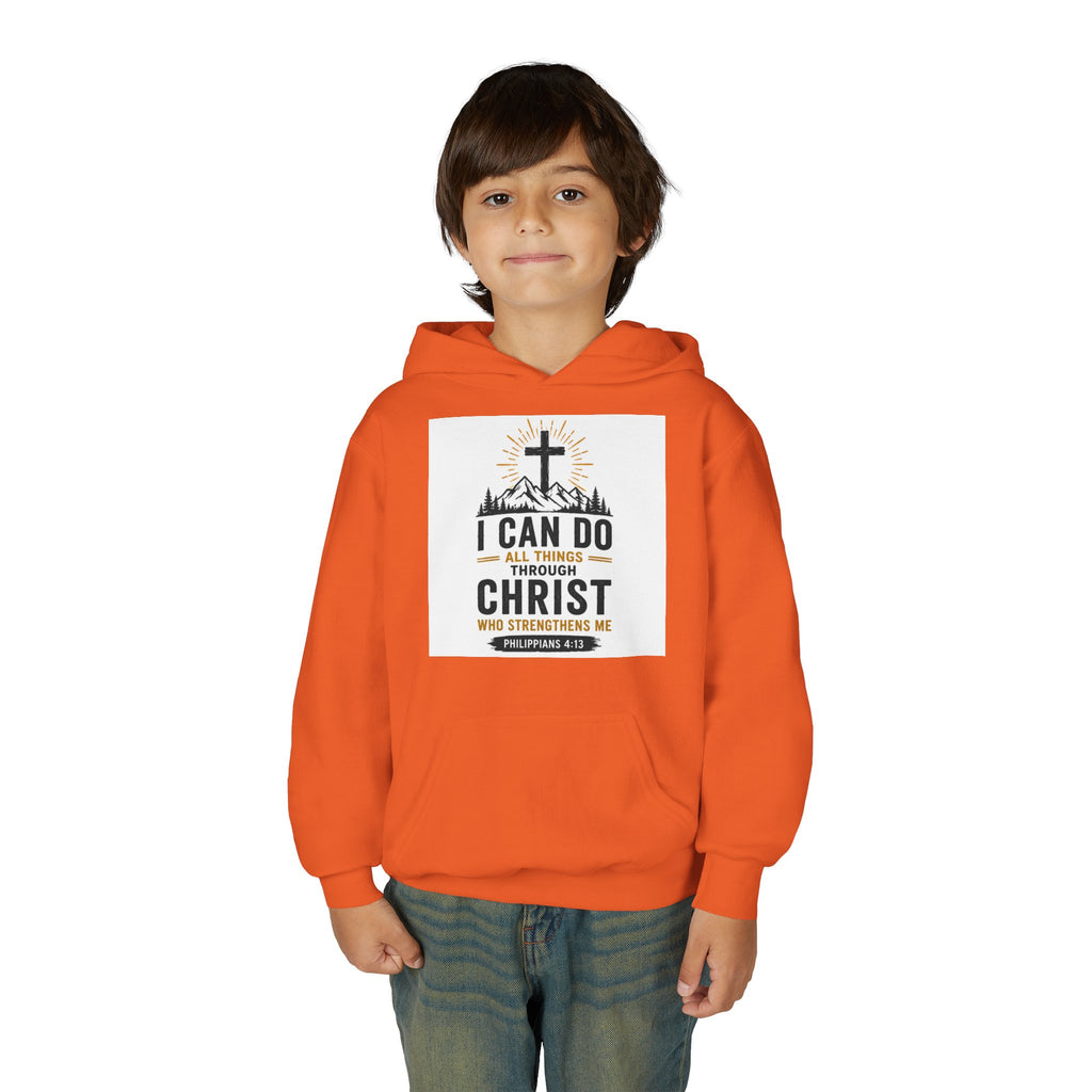 Christian Youth Hoodie - "I Can Do All Things Through Christ" Faith Pullover