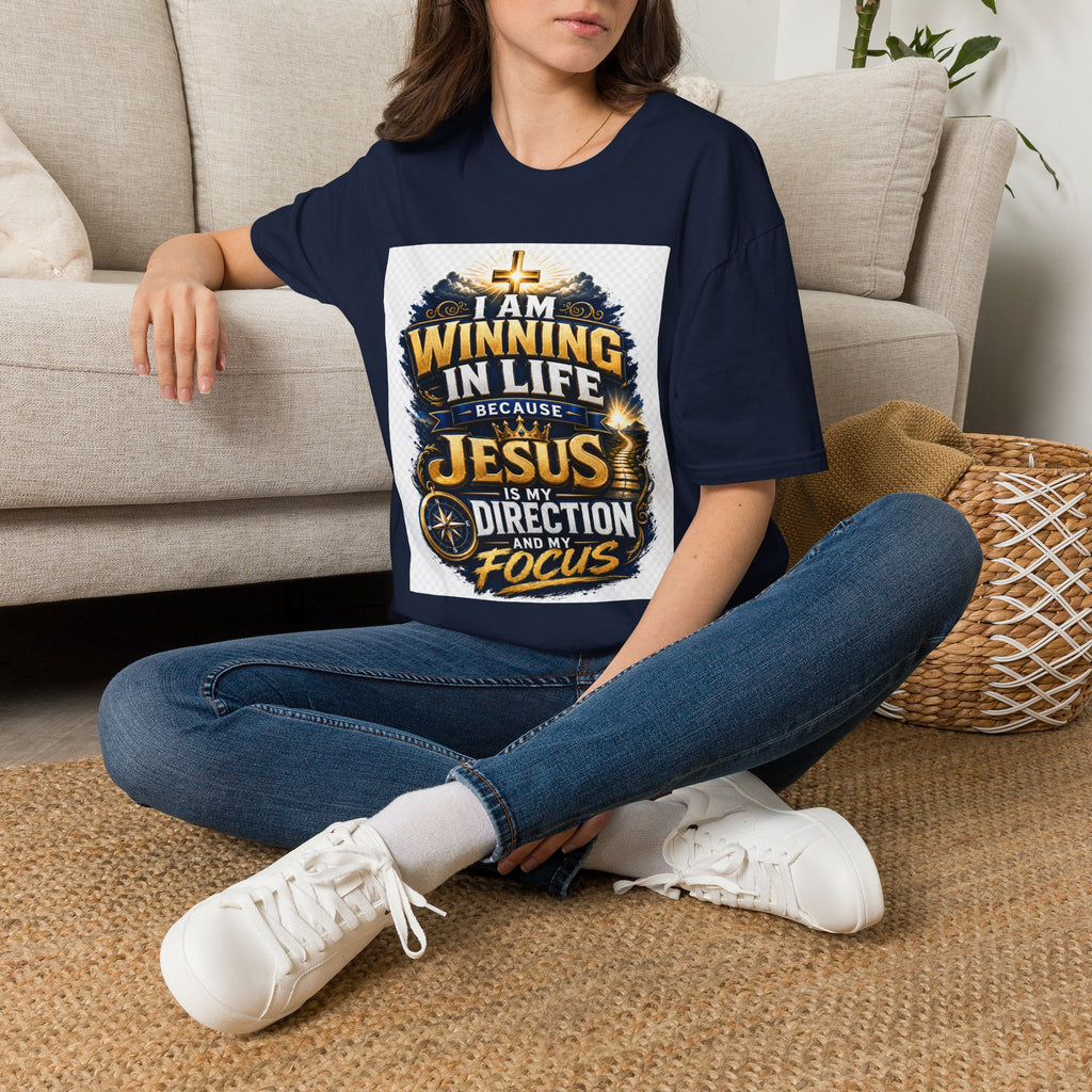 I Am Winning In Life Christian T-Shirt — "Jesus Is My Direction" Inspirational Faith Tee