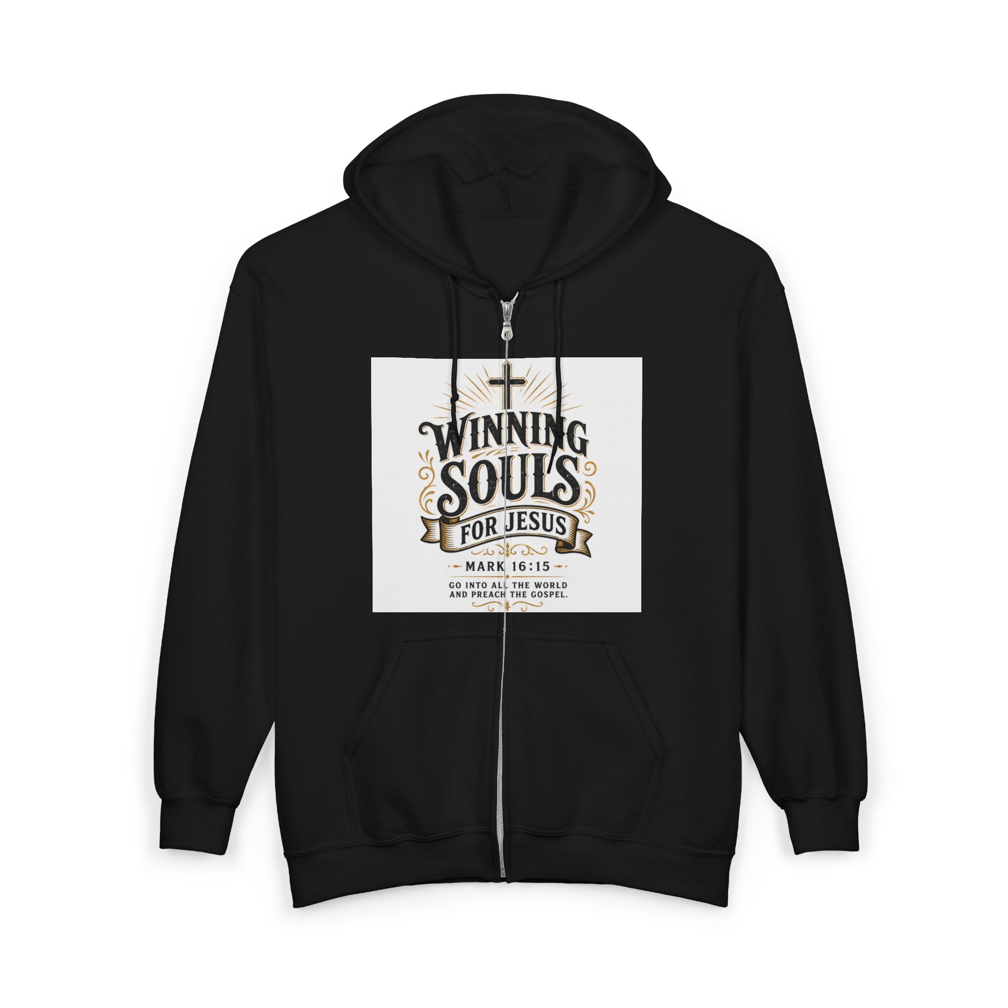 Christian Zip Hoodie — "Winning Souls for Jesus" Faith Ministry Sweatshirt
