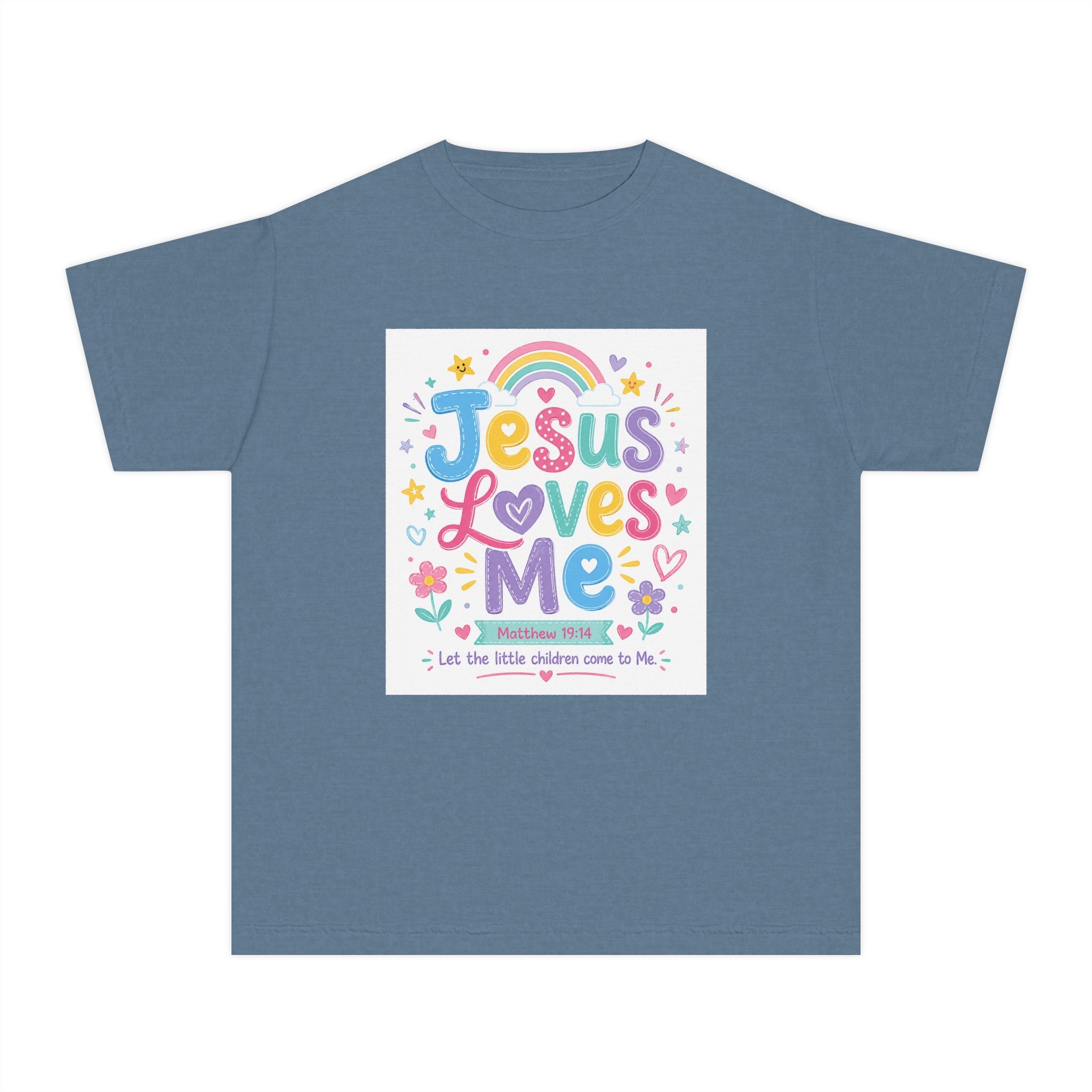 Youth Tee - "Jesus Loves Me" Colorful Kids Christian Graphic Shirt