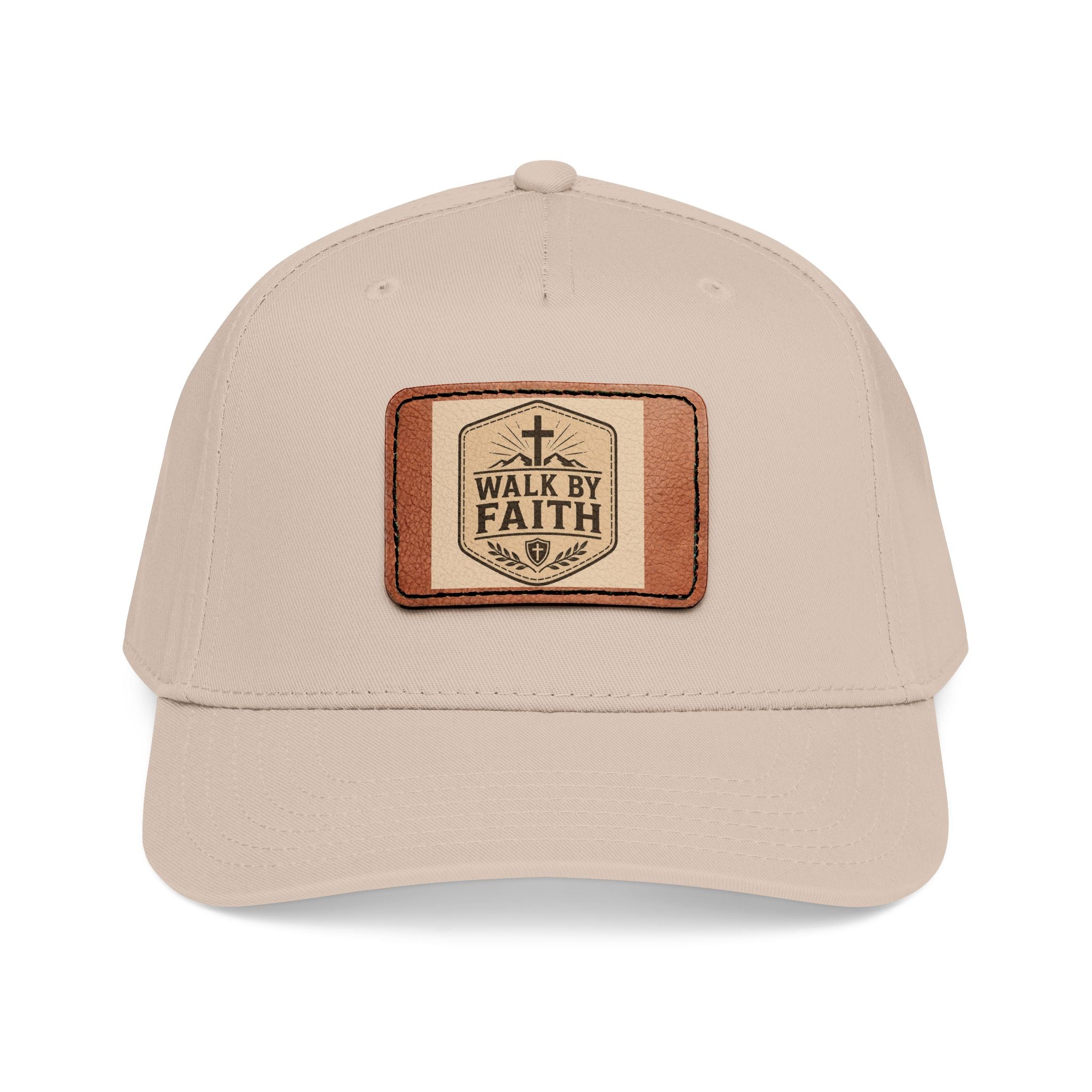 Mid Profile Baseball Cap with Leather Patch (Rectangle)
