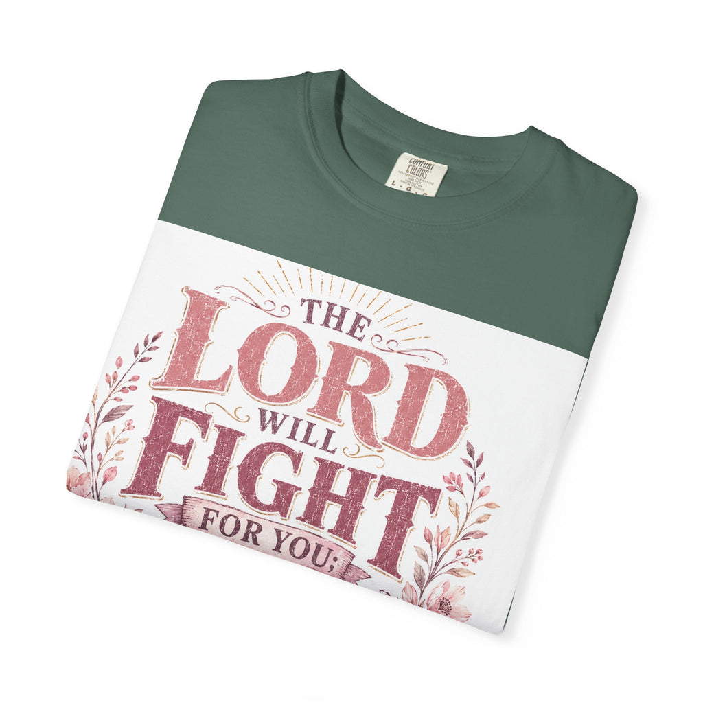 Men's Christian T‑Shirt — "The Lord Will Fight for You; Be Still" Faith Graphic Tee