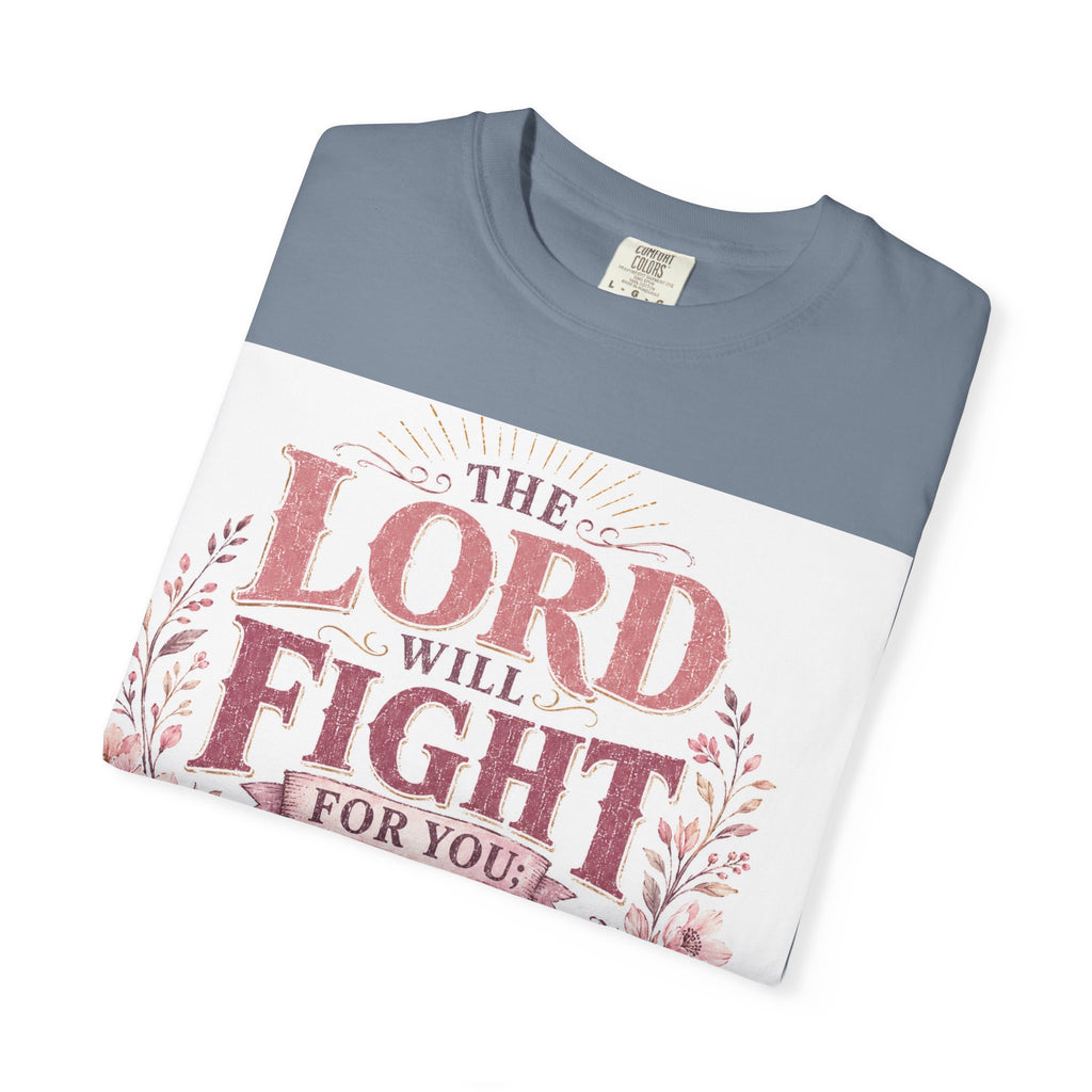 Men's Christian T‑Shirt — "The Lord Will Fight for You; Be Still" Faith Graphic Tee