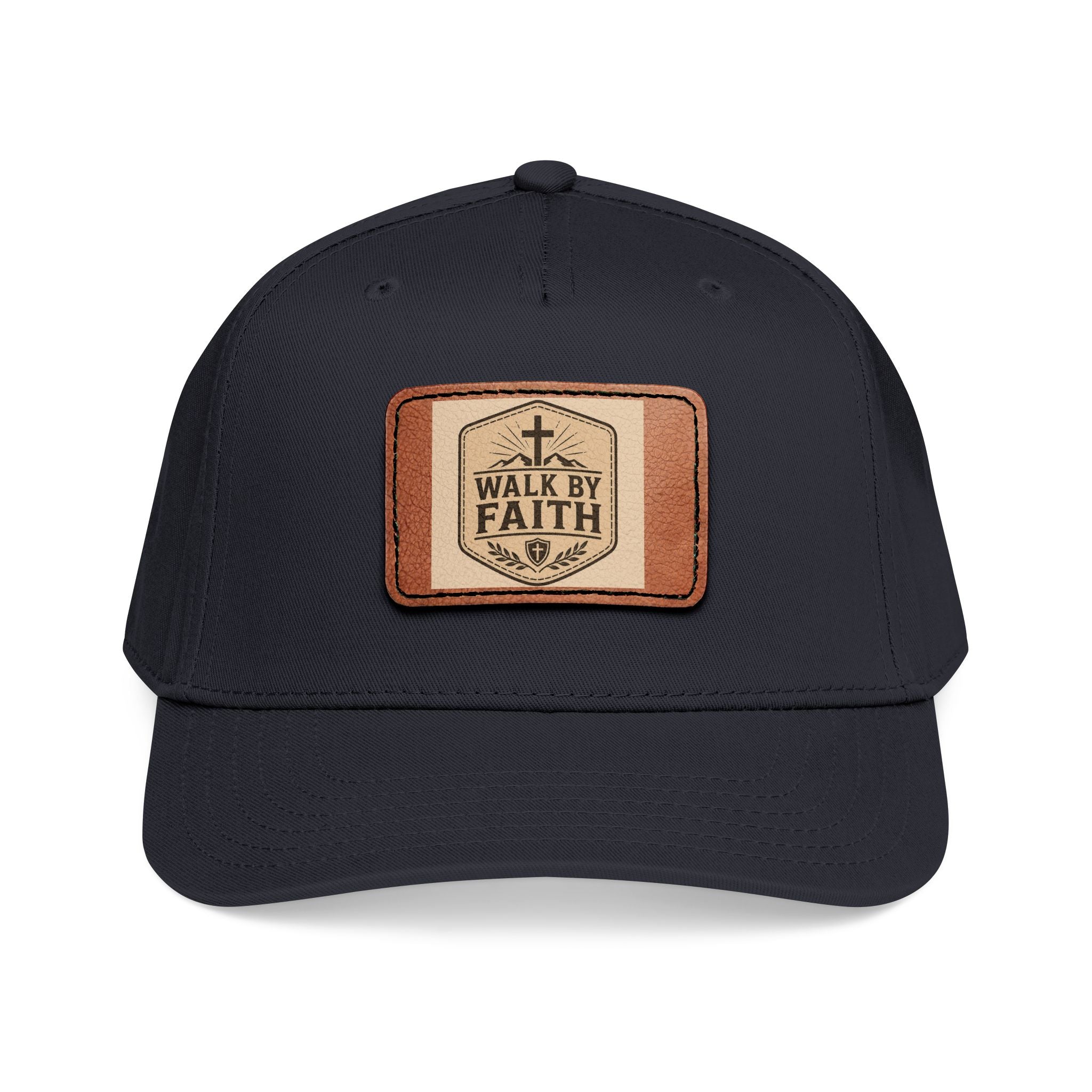 Mid Profile Baseball Cap with Leather Patch (Rectangle)