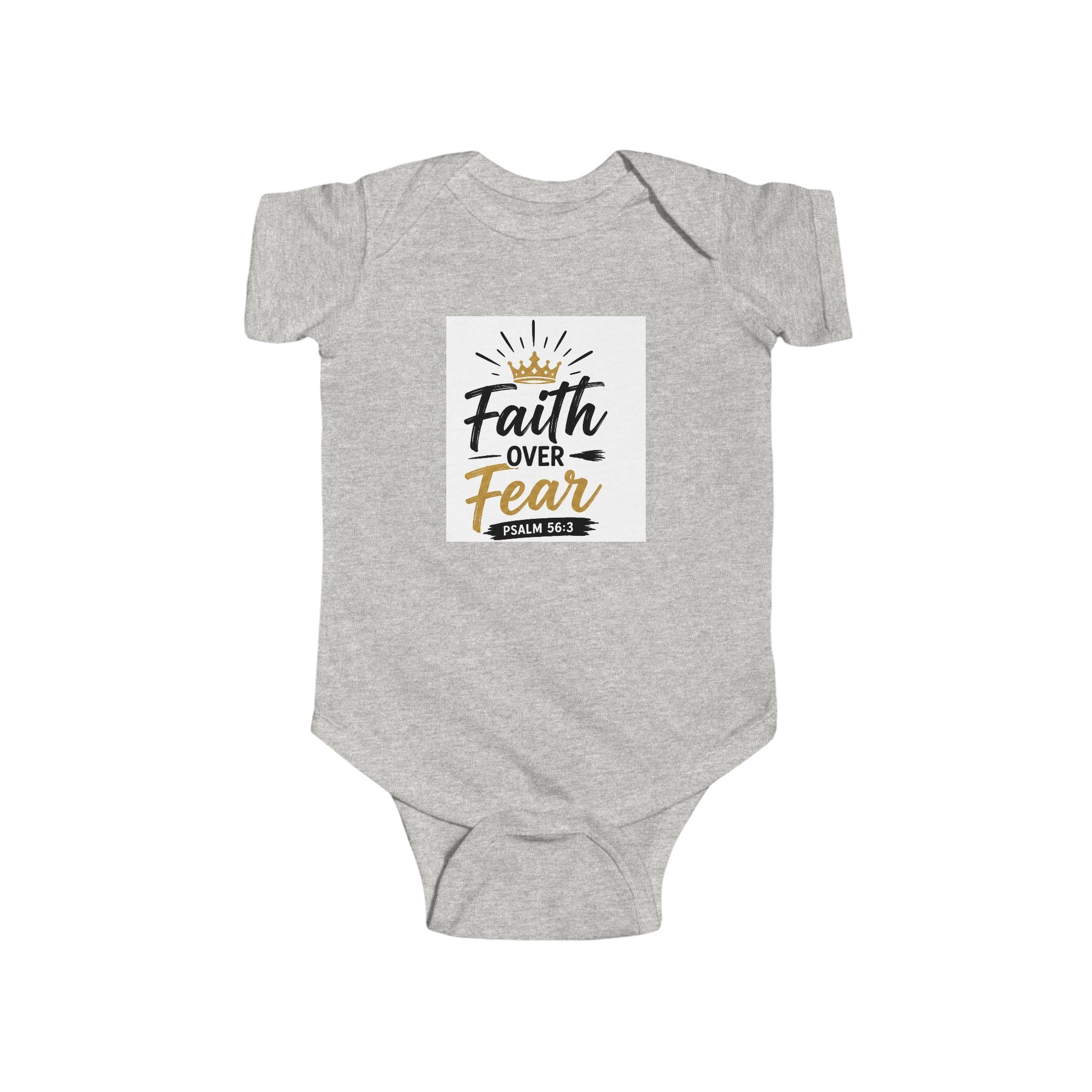Infant Bodysuit - "Faith Over Fear" Christian Baby Onesie (Psalm 56:3)