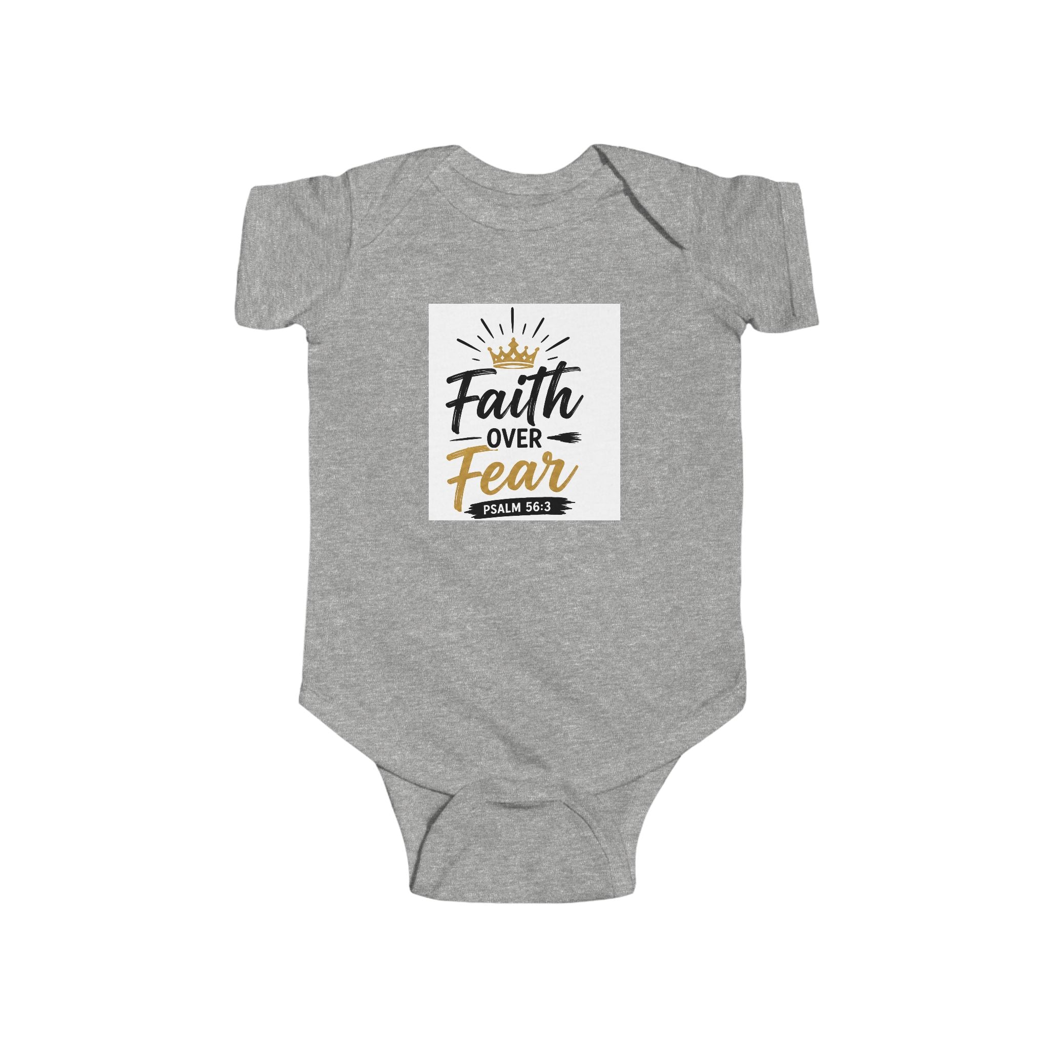 Infant Bodysuit - "Faith Over Fear" Christian Baby Onesie (Psalm 56:3)