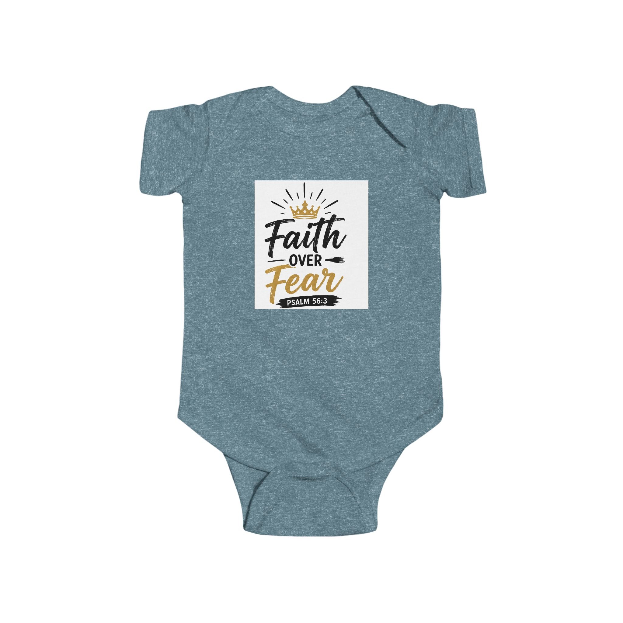 Infant Bodysuit - "Faith Over Fear" Christian Baby Onesie (Psalm 56:3)