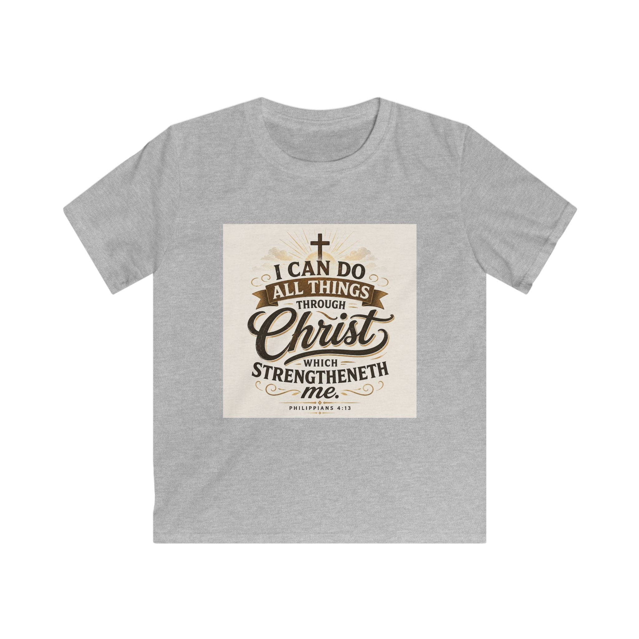 Kids Christian Tee — “I Can Do All Things Through Christ” Bible Verse Shirt