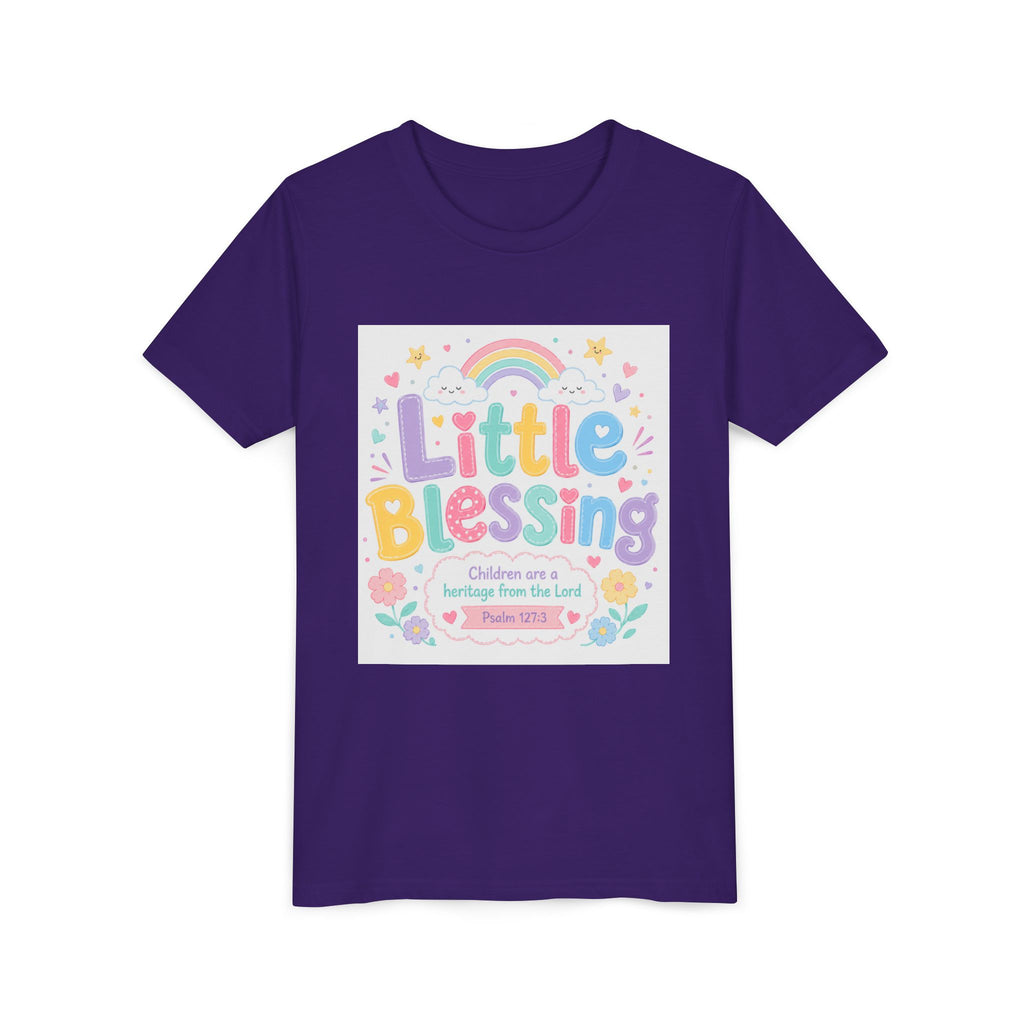 Youth Tee — “Little Blessing” Pastel Rainbow Kids T-Shirt