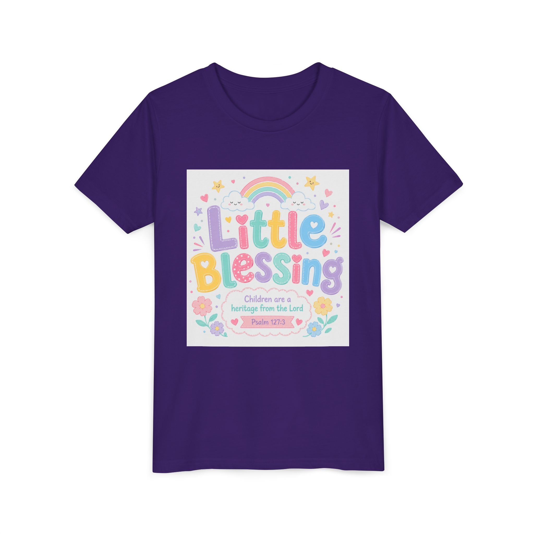 Youth Tee — “Little Blessing” Pastel Rainbow Kids T-Shirt