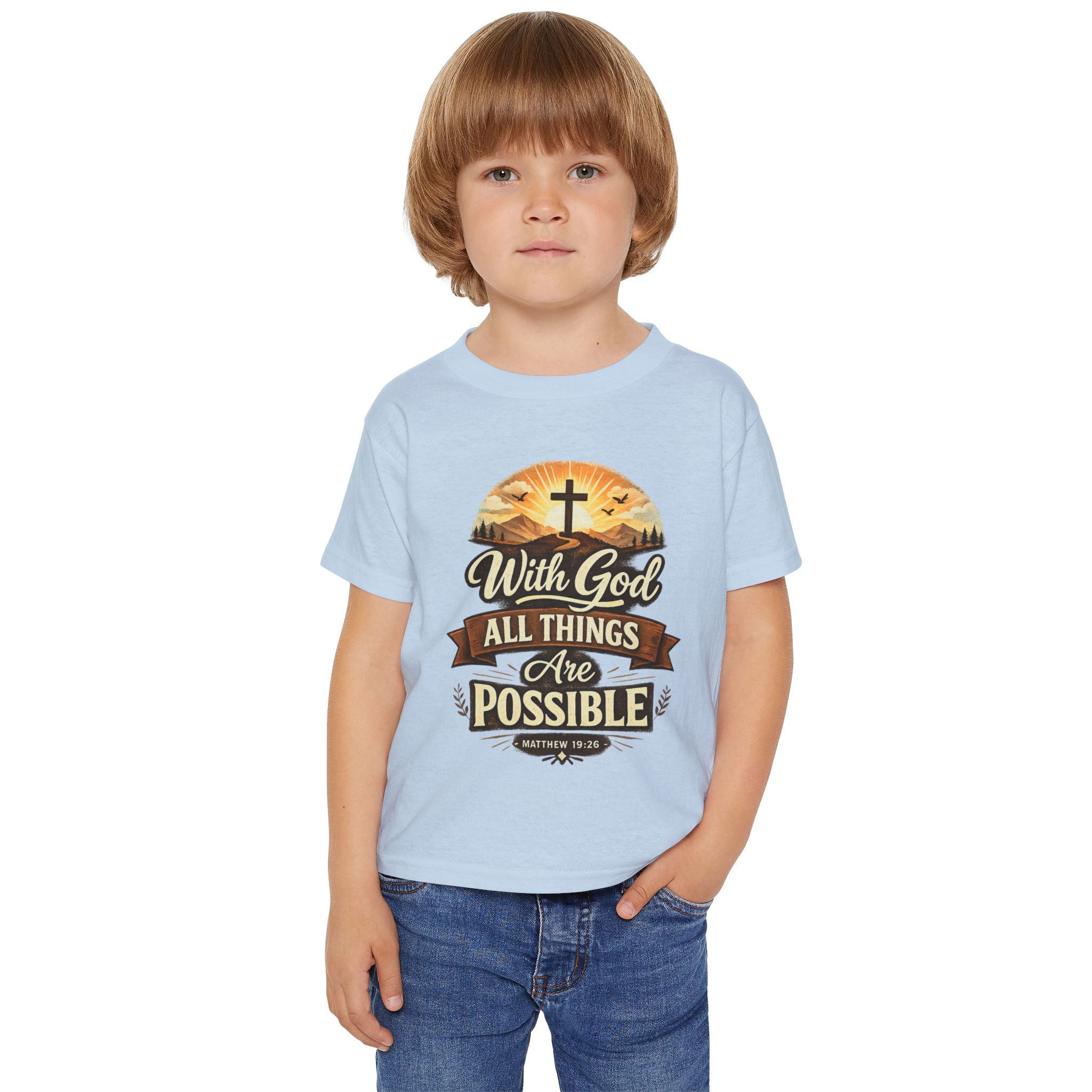 Toddler T-Shirt — "With God All Things Are Possible" Christian Faith Kids Tee