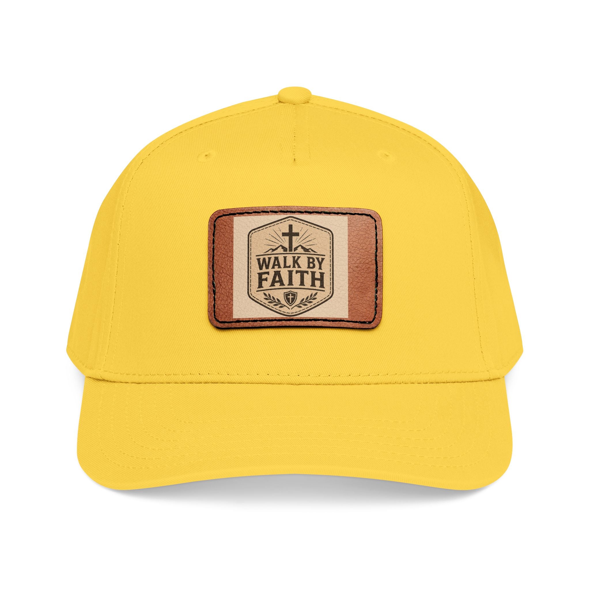 Mid Profile Baseball Cap with Leather Patch (Rectangle)