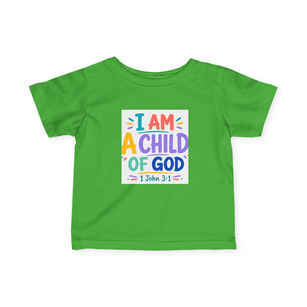 Infant Tee — "I Am A Child of God" Colorful Christian Baby Shirt (1 John 3:1)