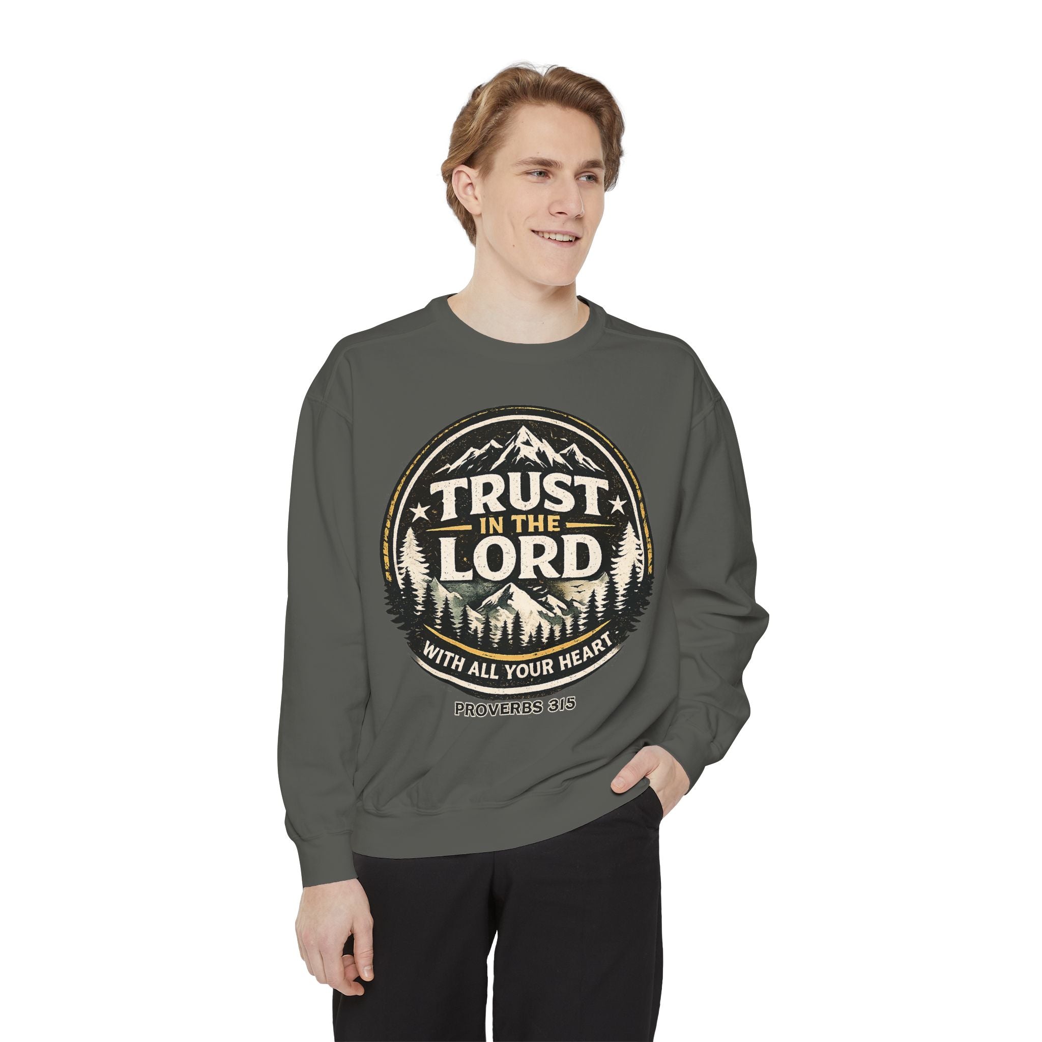 Trust in the Lord Sweatshirt — Proverbs 3:5 Faith Graphic Crewneck