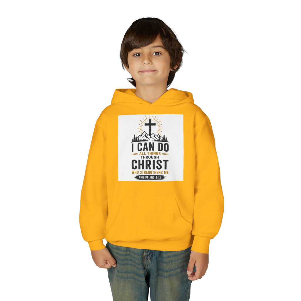 Christian Youth Hoodie - "I Can Do All Things Through Christ" Faith Pullover