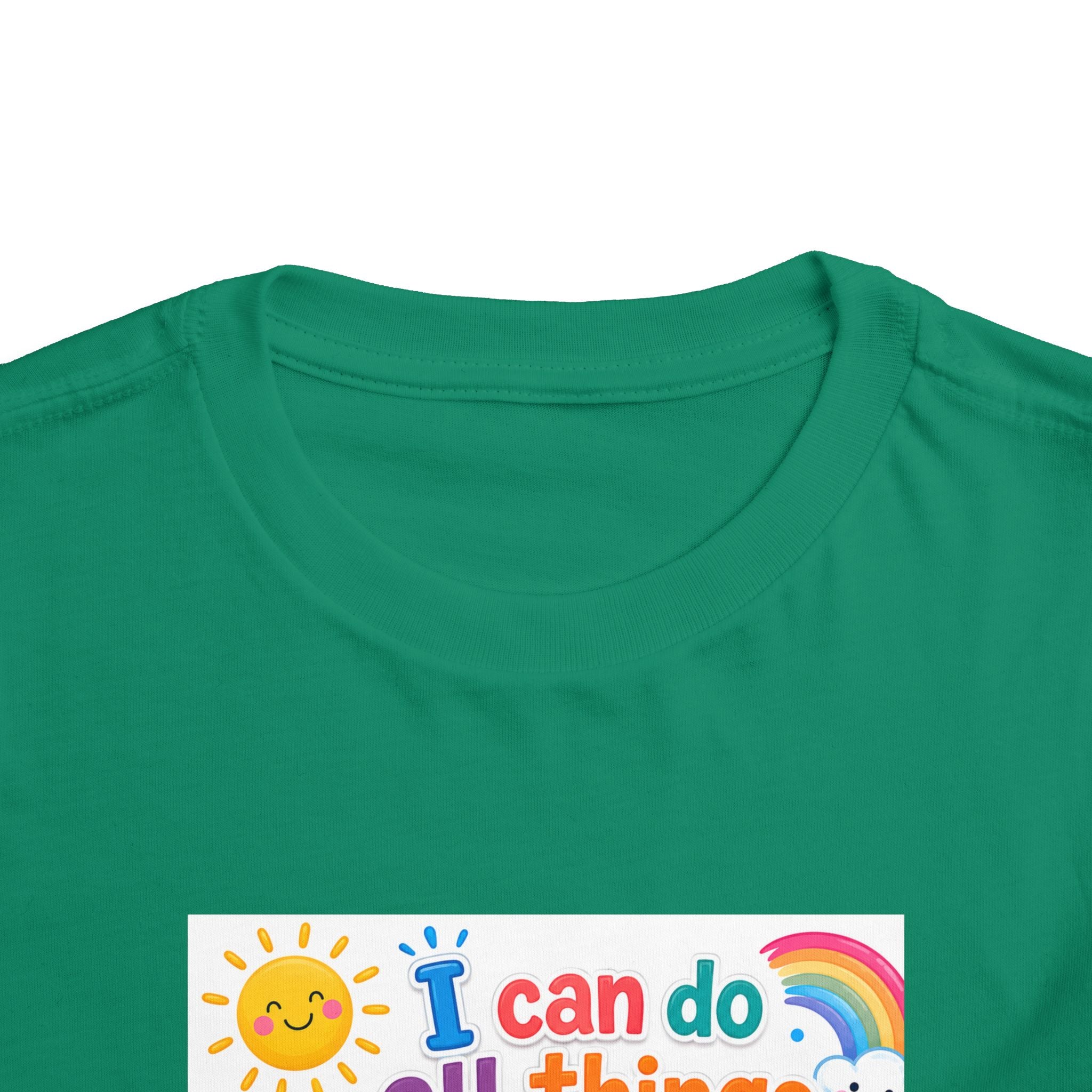 Toddler Tee — "I Can Do All Things Through Christ" Colorful Faith Shirt (Philippians 4:13)