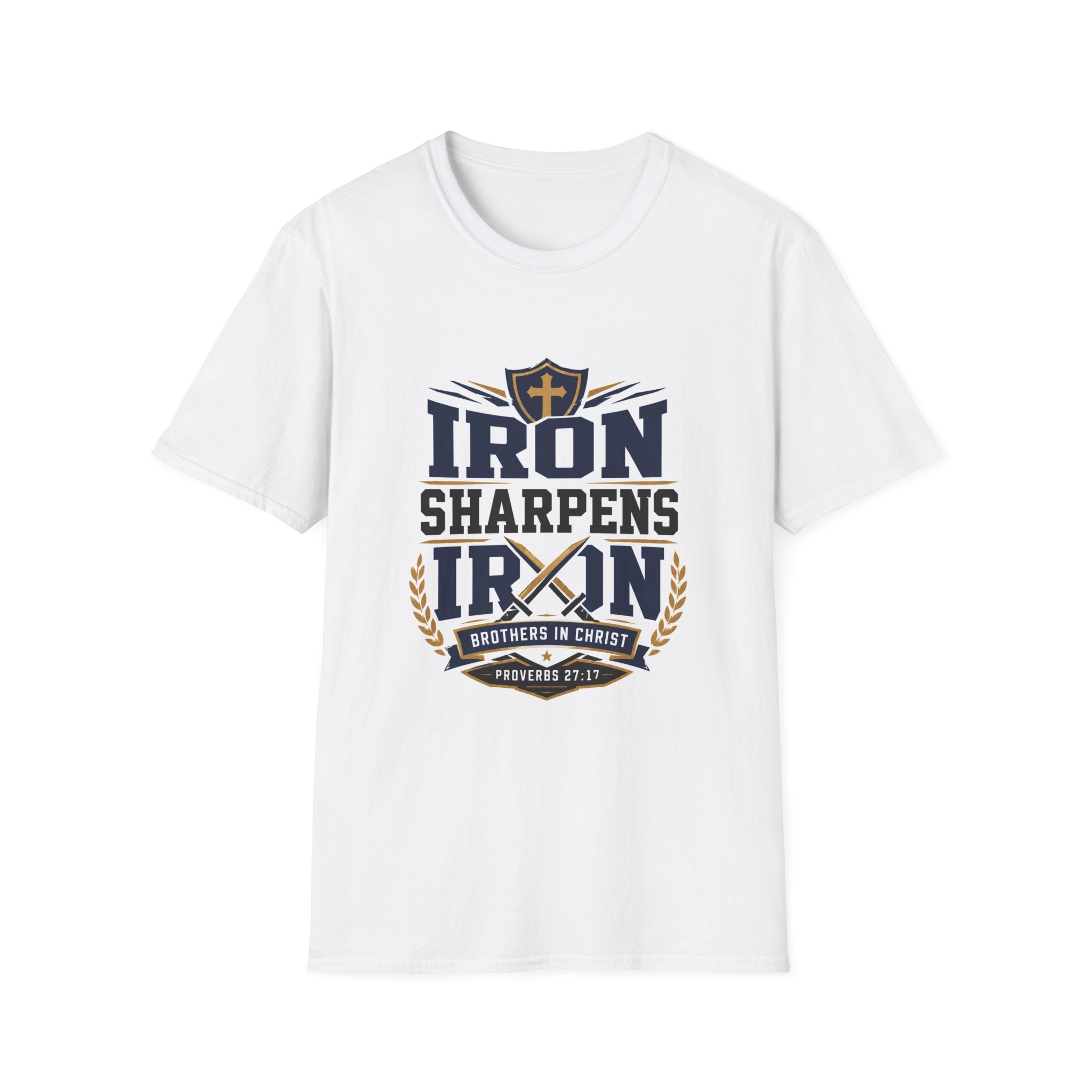 Iron Sharpens Iron T-Shirt — Christian Faith Shield Design
