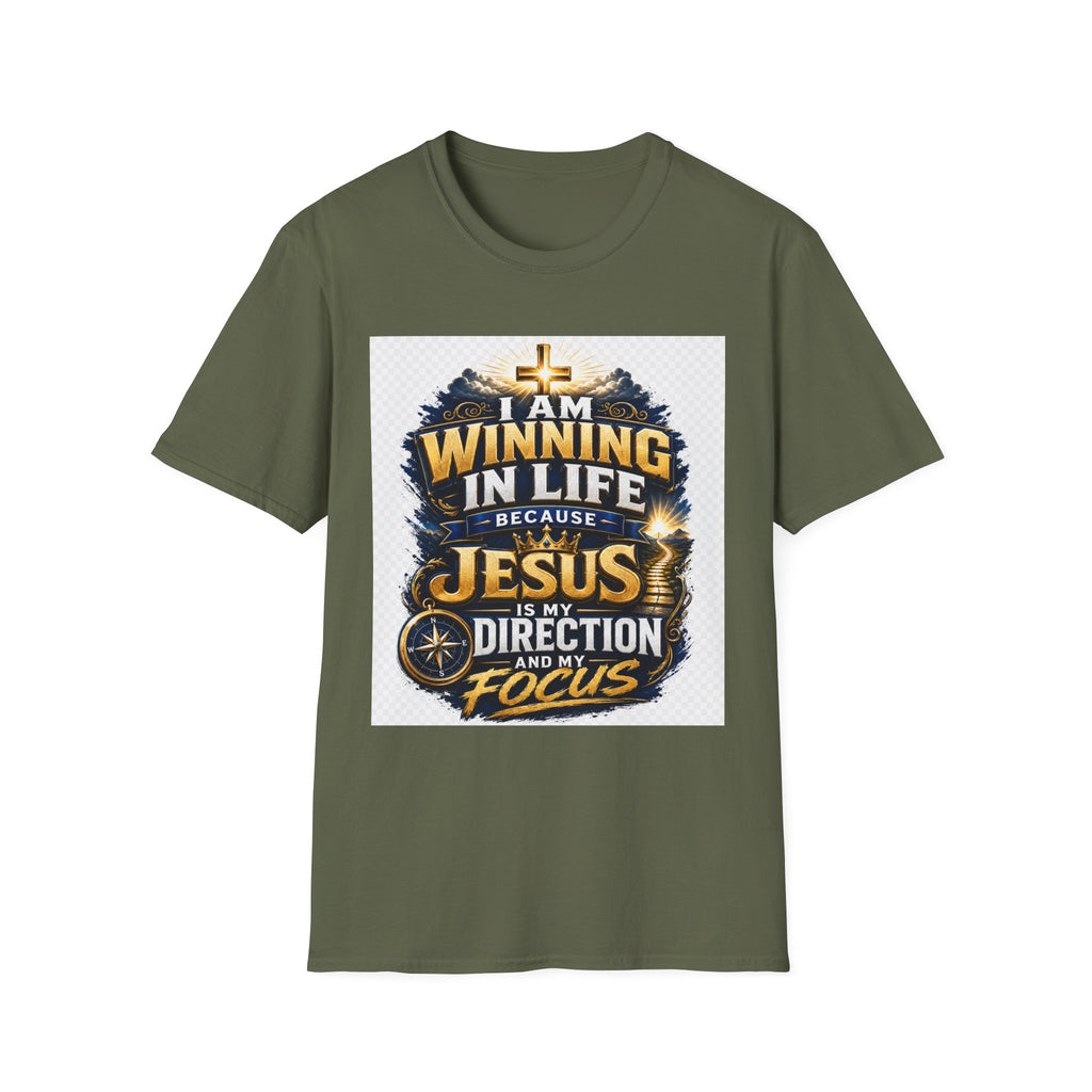 I Am Winning In Life Christian T-Shirt — "Jesus Is My Direction" Inspirational Faith Tee