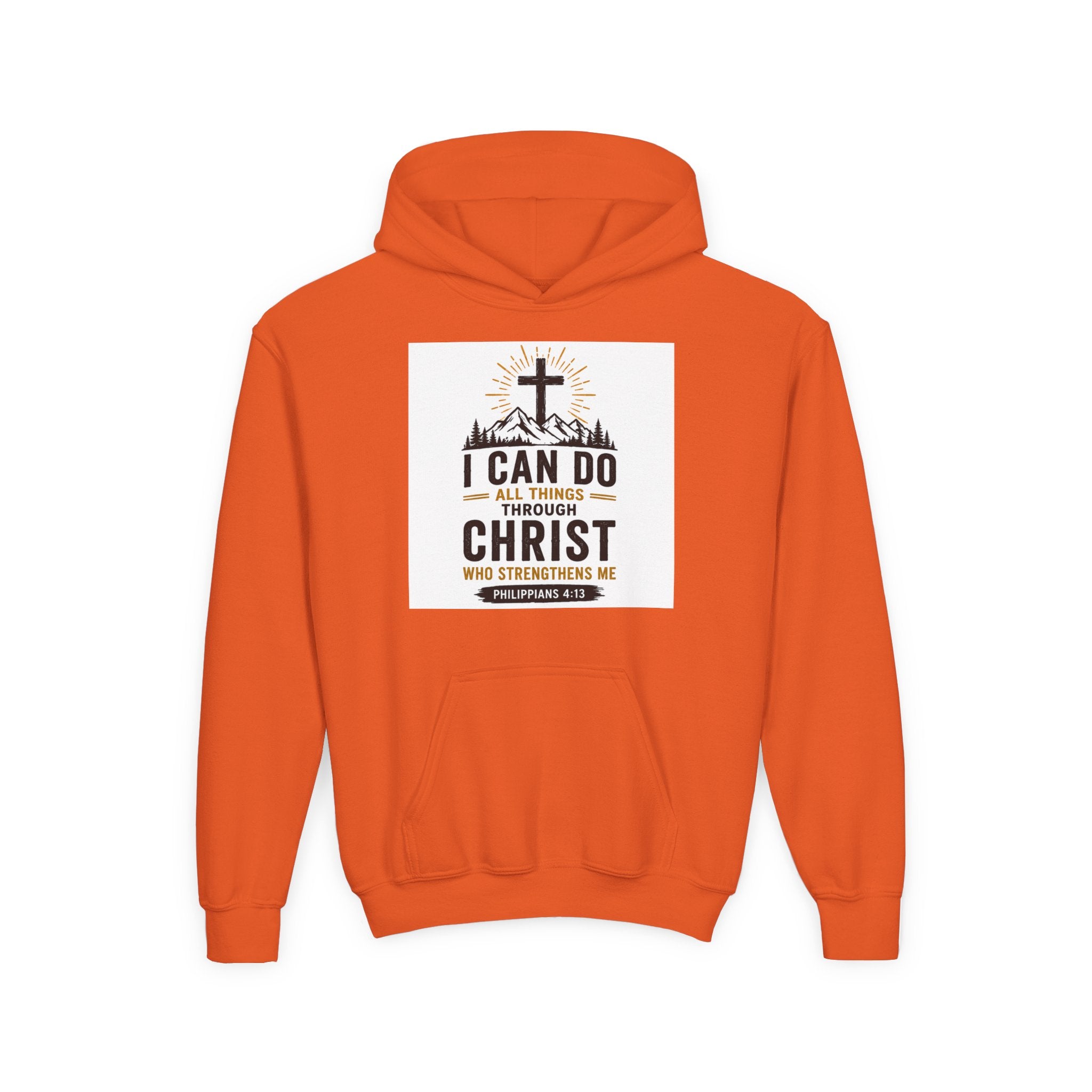 Christian Youth Hoodie - "I Can Do All Things Through Christ" Faith Pullover