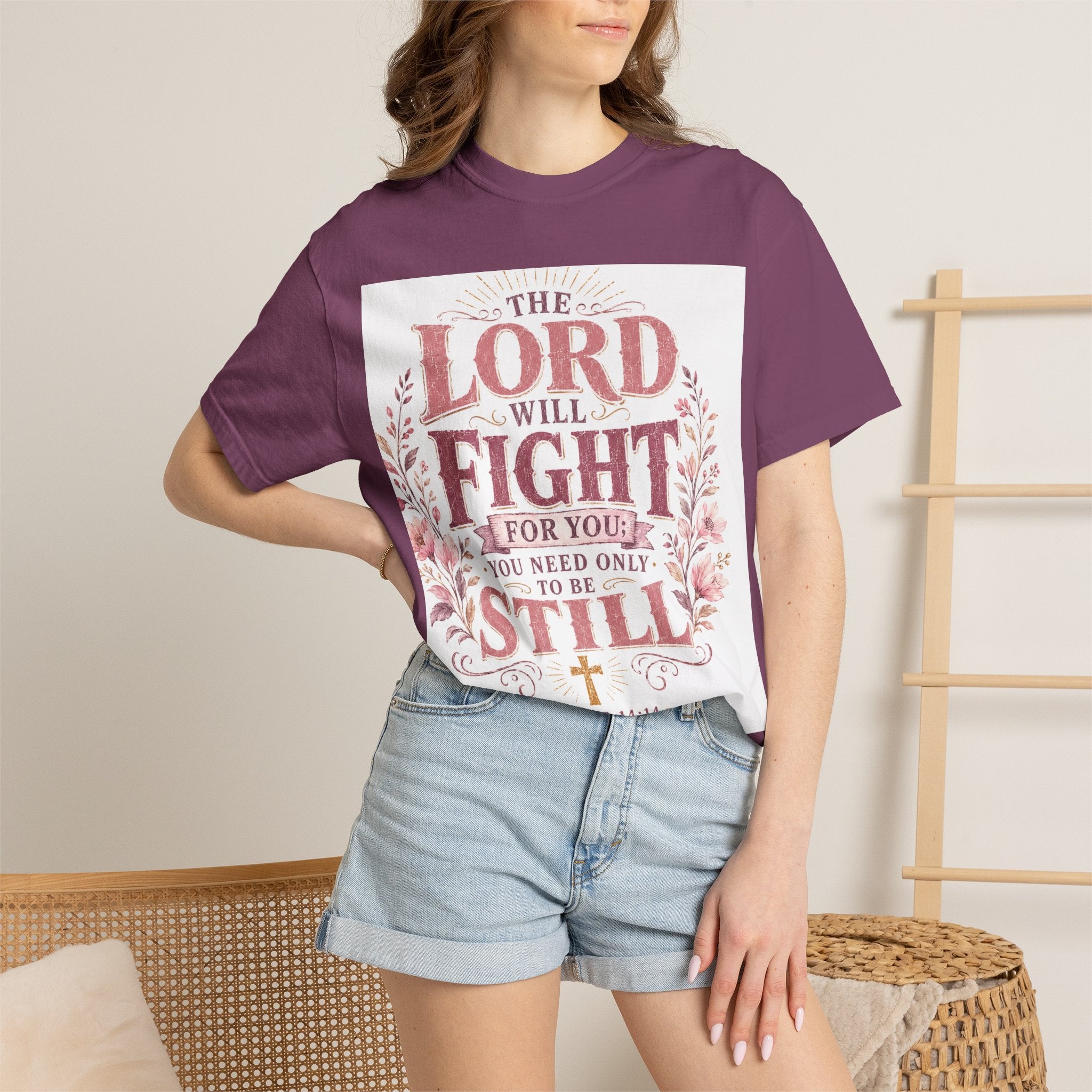 Men's Christian T‑Shirt — "The Lord Will Fight for You; Be Still" Faith Graphic Tee