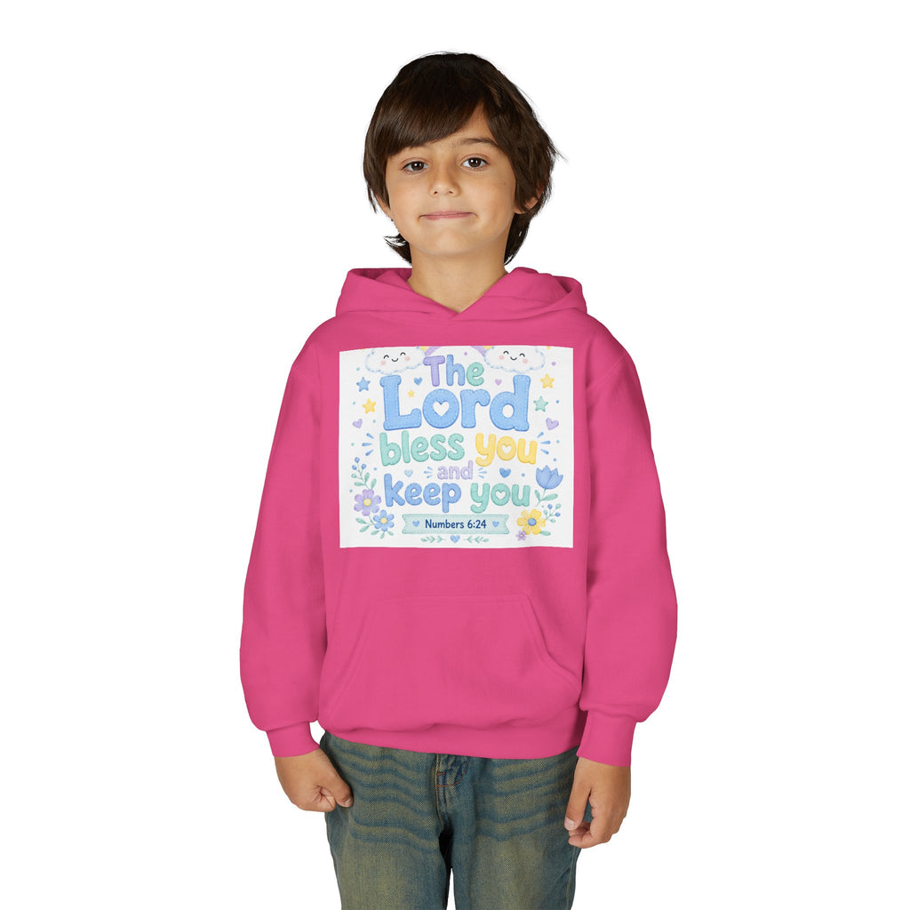 Youth Hoodie — "The Lord Bless You and Keep You" Scripture Sweatshirt (Numbers 6:24)