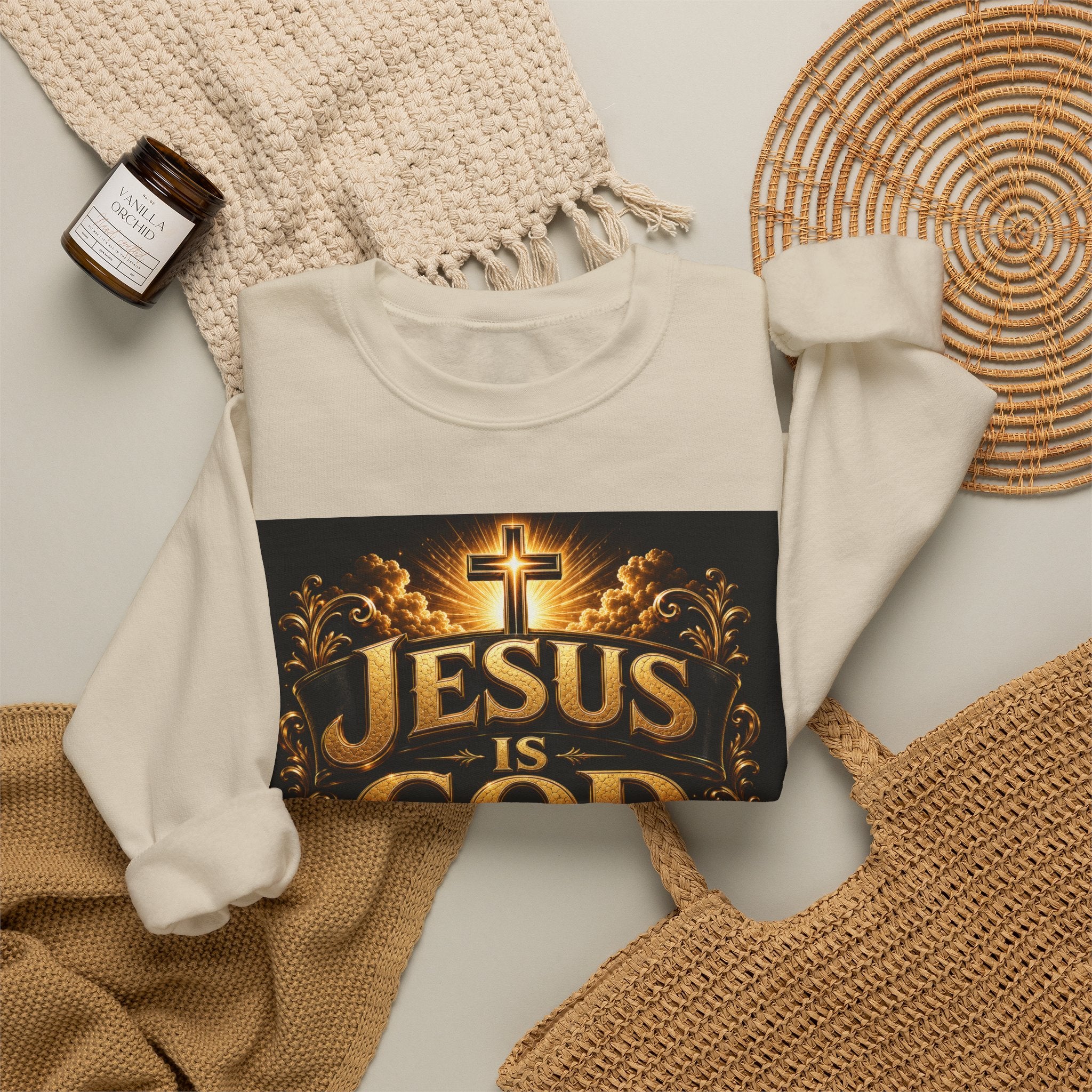 Jesus Is God Crewneck Sweatshirt — Christian Faith Graphic Sweatshirt