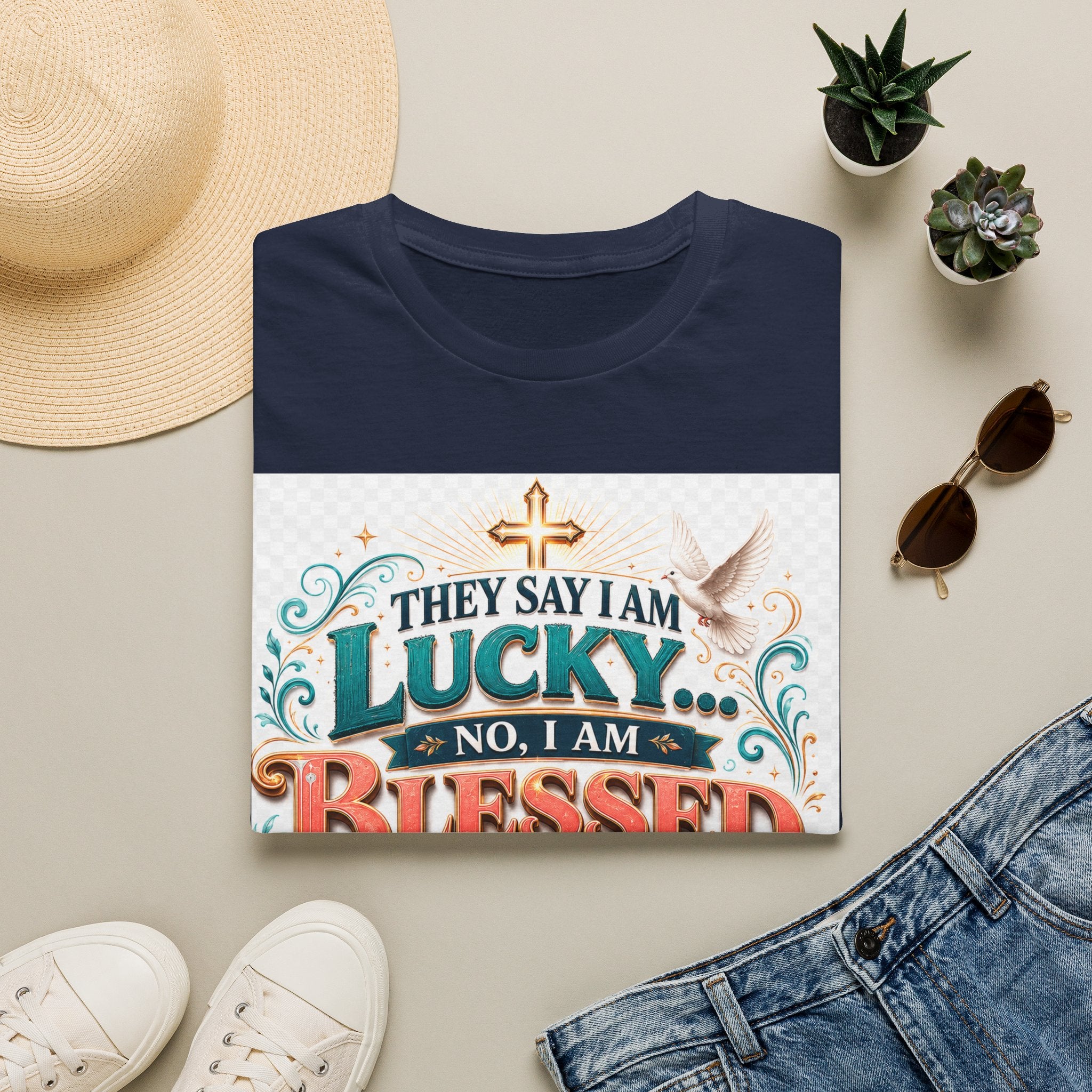 They Say I Am Lucky No, I Am Blessed T-Shirt — Christian Faith Tee