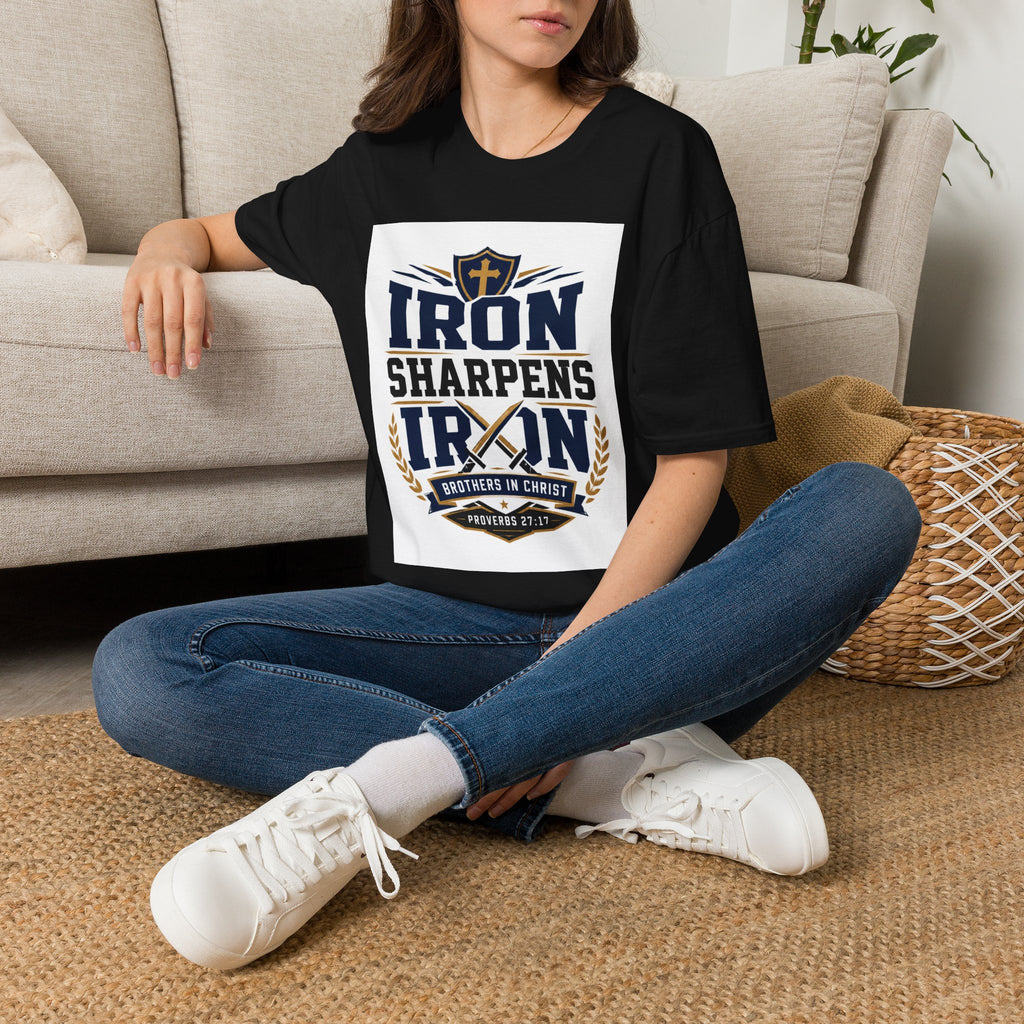 Iron Sharpens Iron T-Shirt — Christian Faith Shield Design