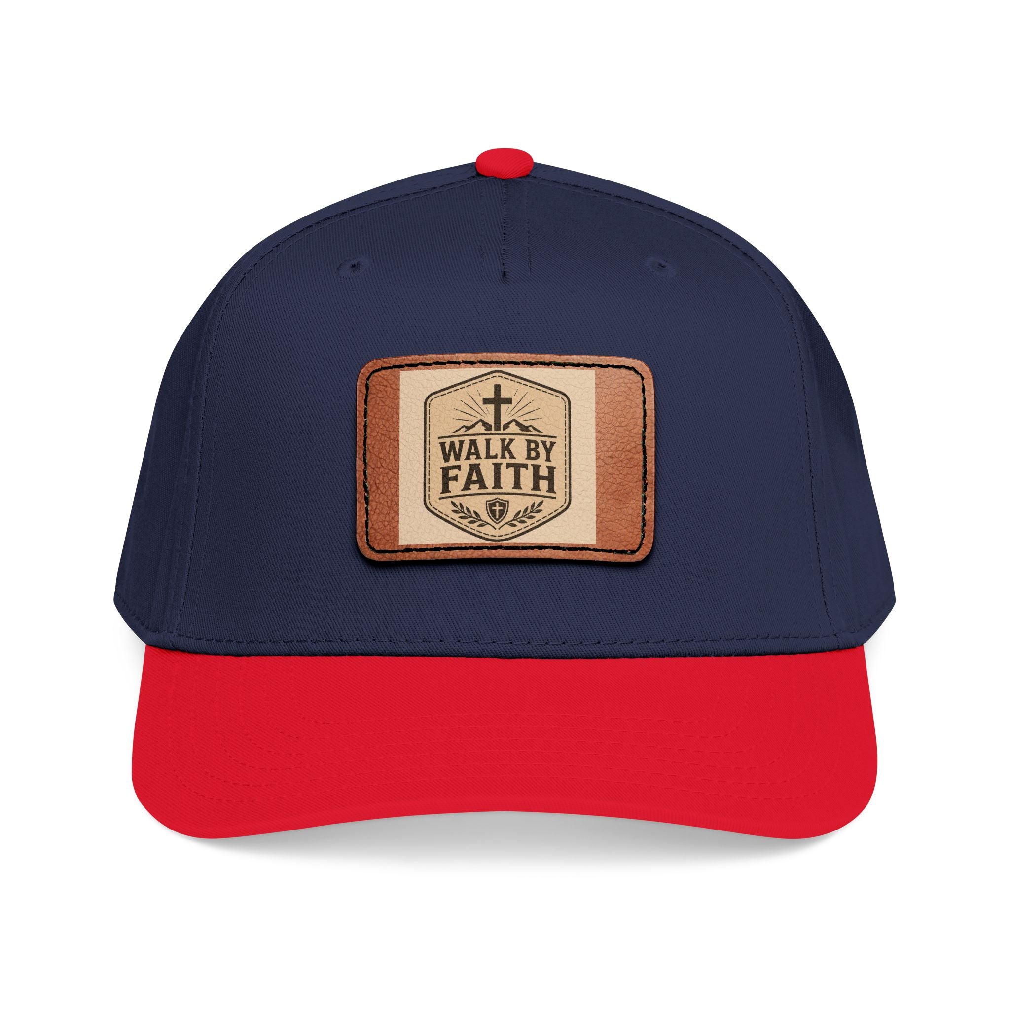 Mid Profile Baseball Cap with Leather Patch (Rectangle)