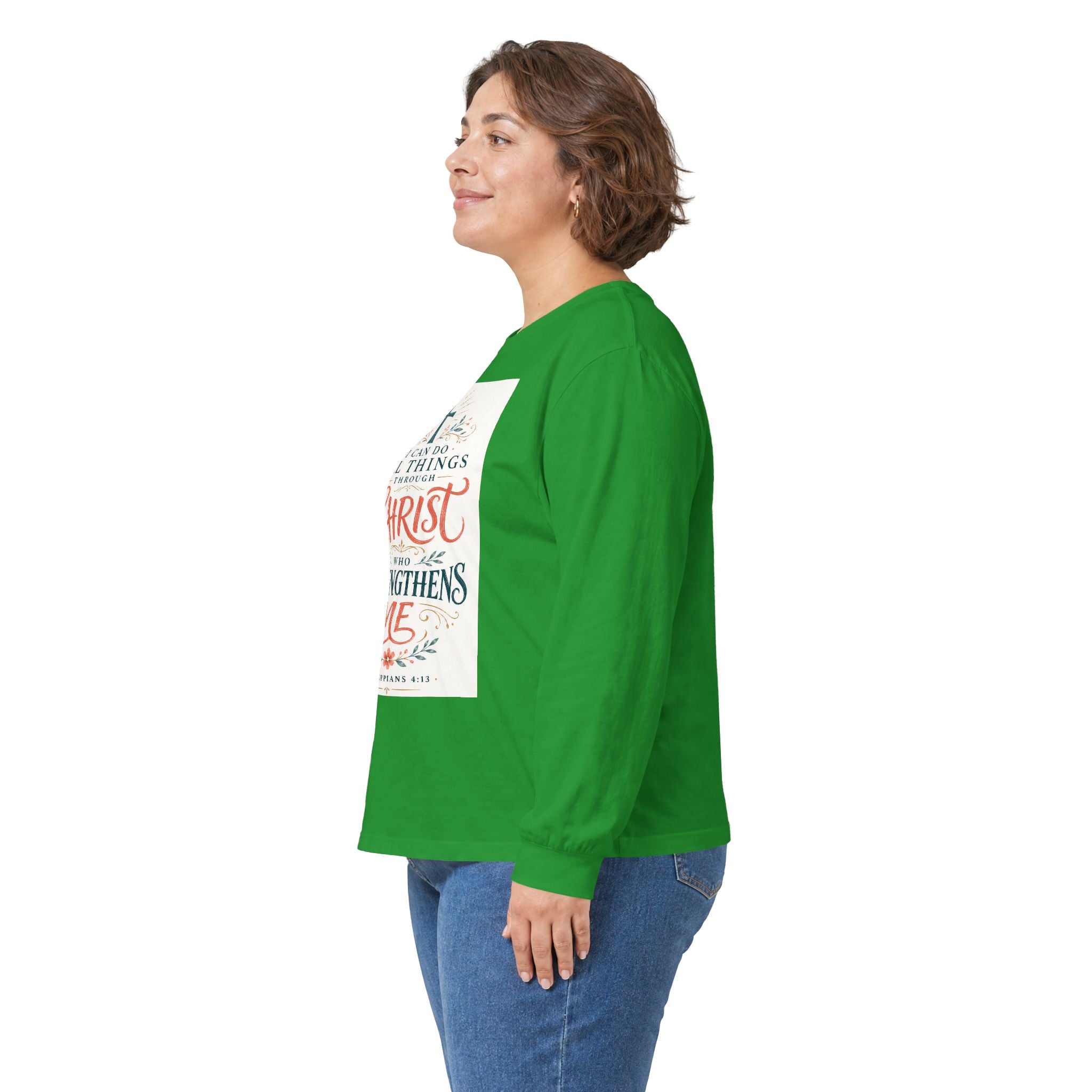 Christian Faith Long Sleeve Tee — "I Can Do All Things Through Christ" Inspirational Shirt