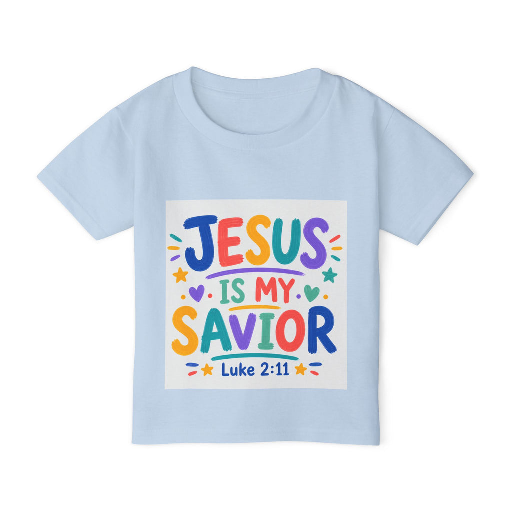 Toddler T-Shirt — "Jesus Is My Savior" Colorful Christian Kids Tee (Luke 2:11)