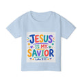 Toddler T-Shirt — "Jesus Is My Savior" Colorful Christian Kids Tee (Luke 2:11)