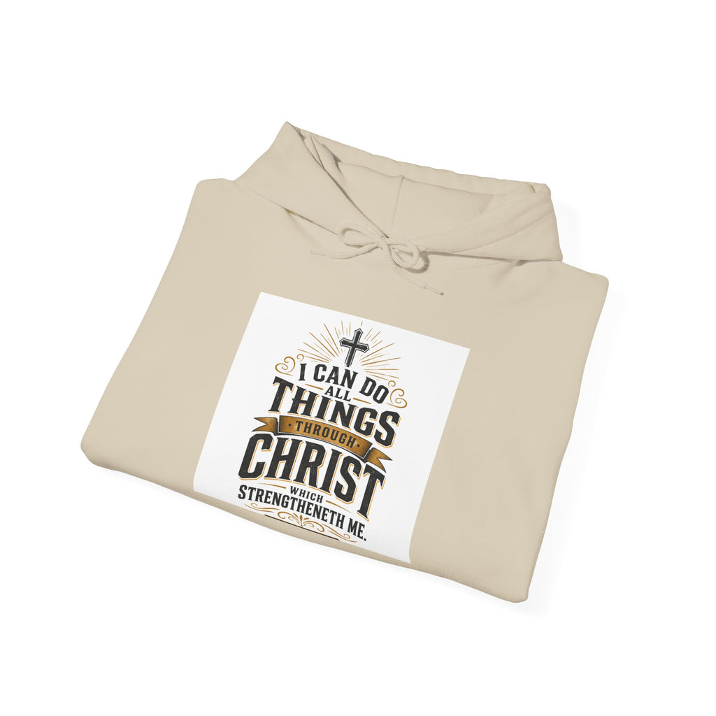 Christian Hoodie – "I Can Do All Things Through Christ" Inspirational Faith Sweatshirt