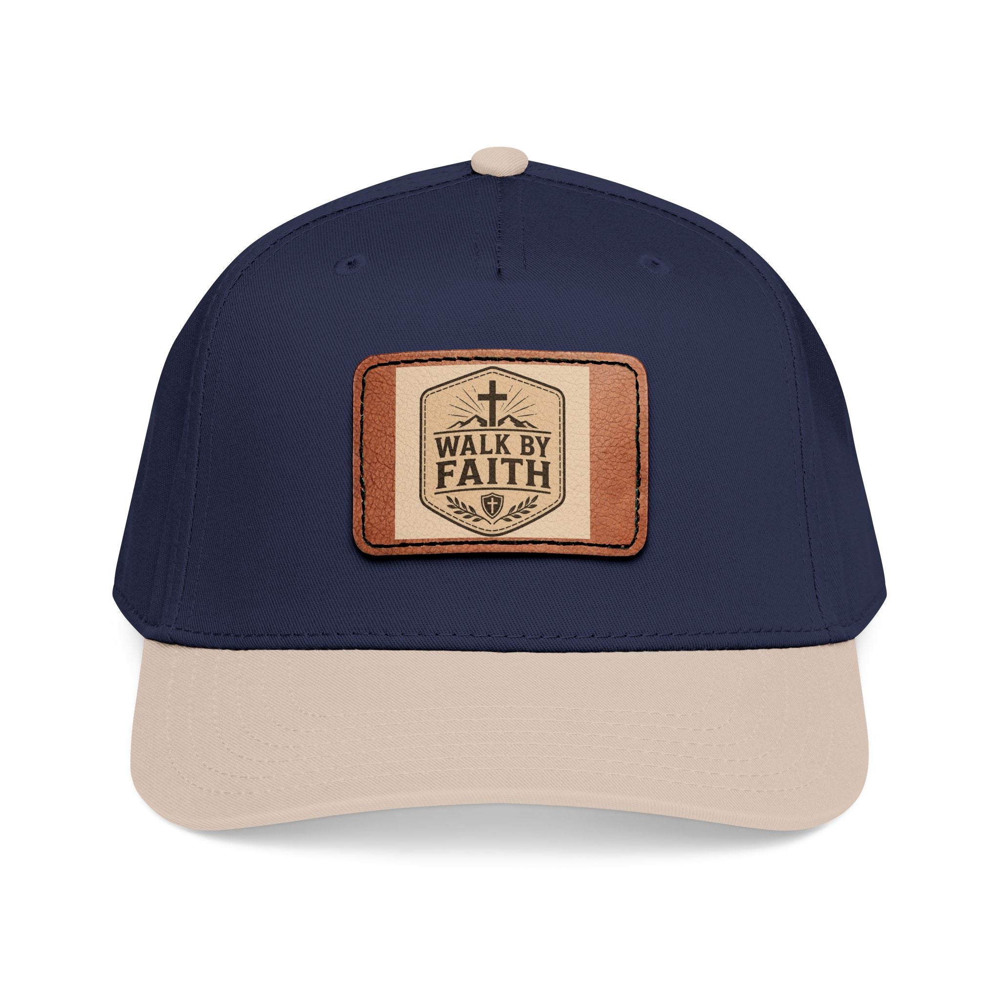 Mid Profile Baseball Cap with Leather Patch (Rectangle)