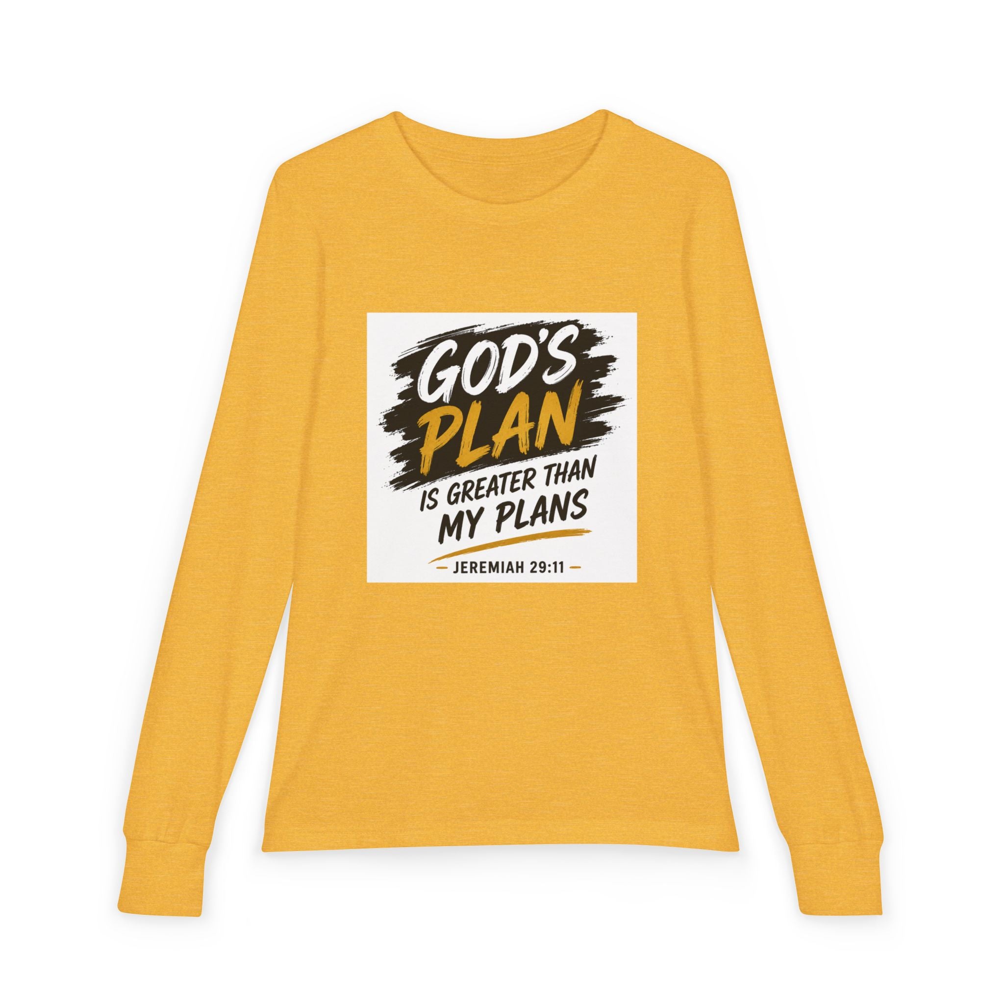 God's Plan Youth Long Sleeve Tee — "God's Plan Is Greater Than My Plans" Christian Kids Shirt